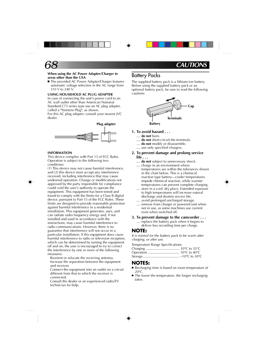 JVC GR-DV1 To avoid hazard, To prevent damage and prolong service life, To prevent damage to the camcorder, Information 