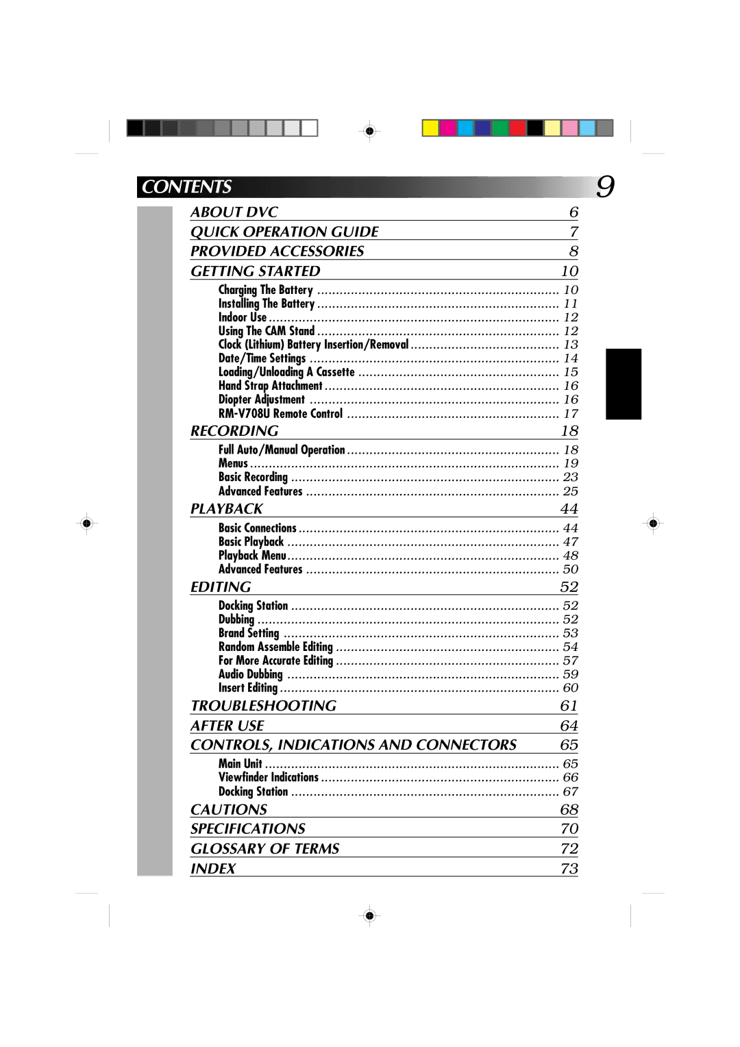 JVC GR-DV1 manual Contents 