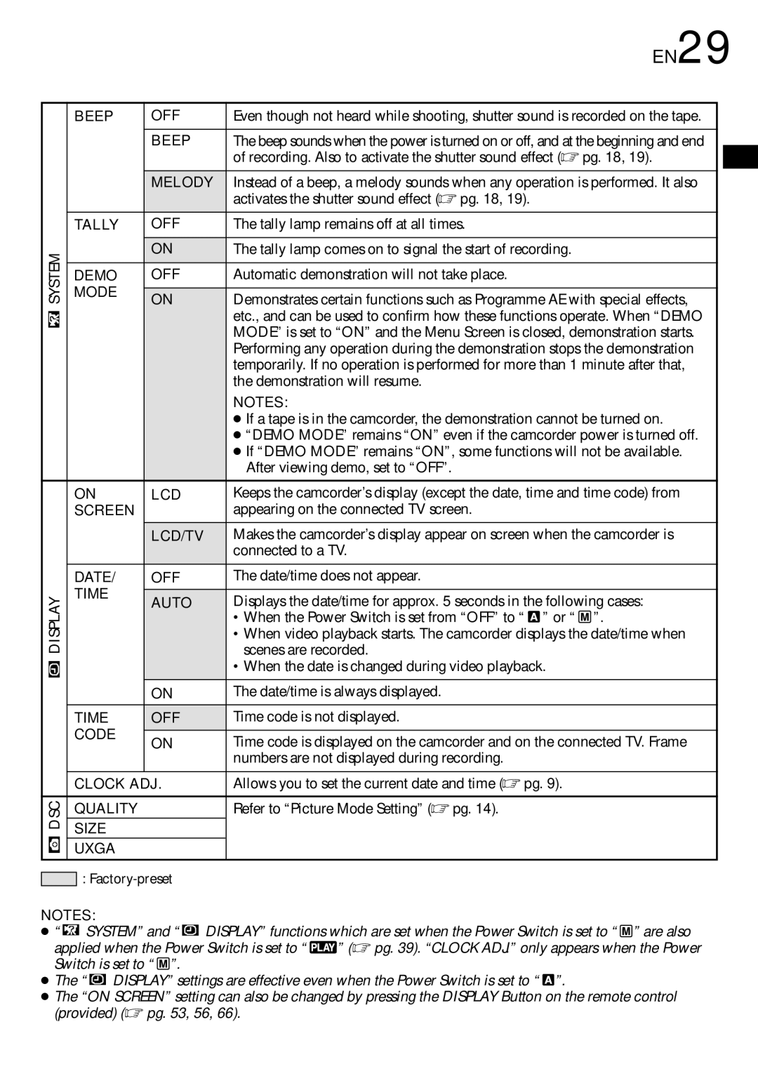 JVC GR-DV1800 specifications EN29 