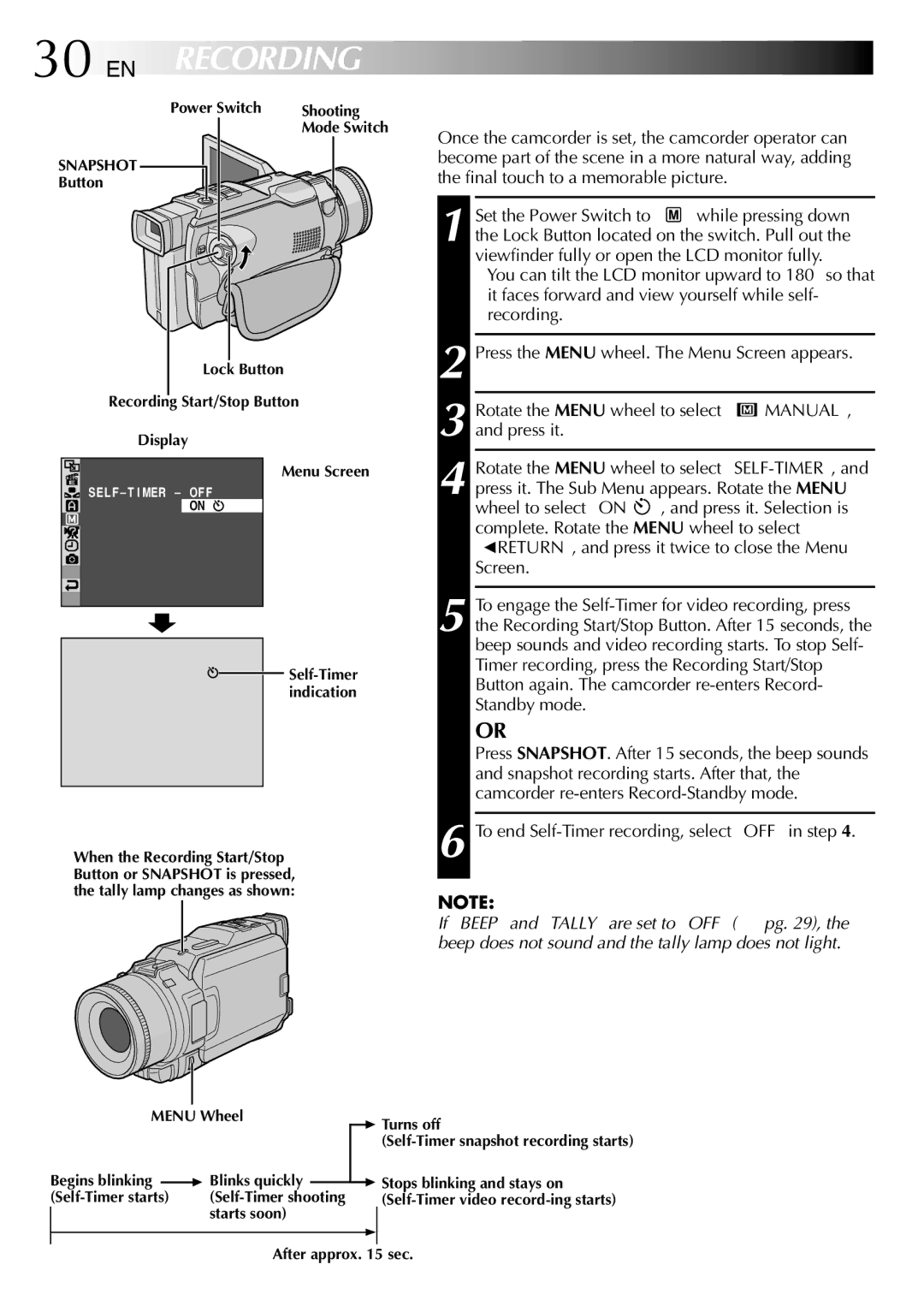 JVC GR-DV1800 specifications Self-Timer 