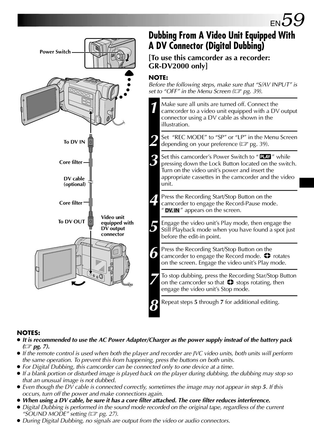 JVC GR-DV1800 specifications EN59 