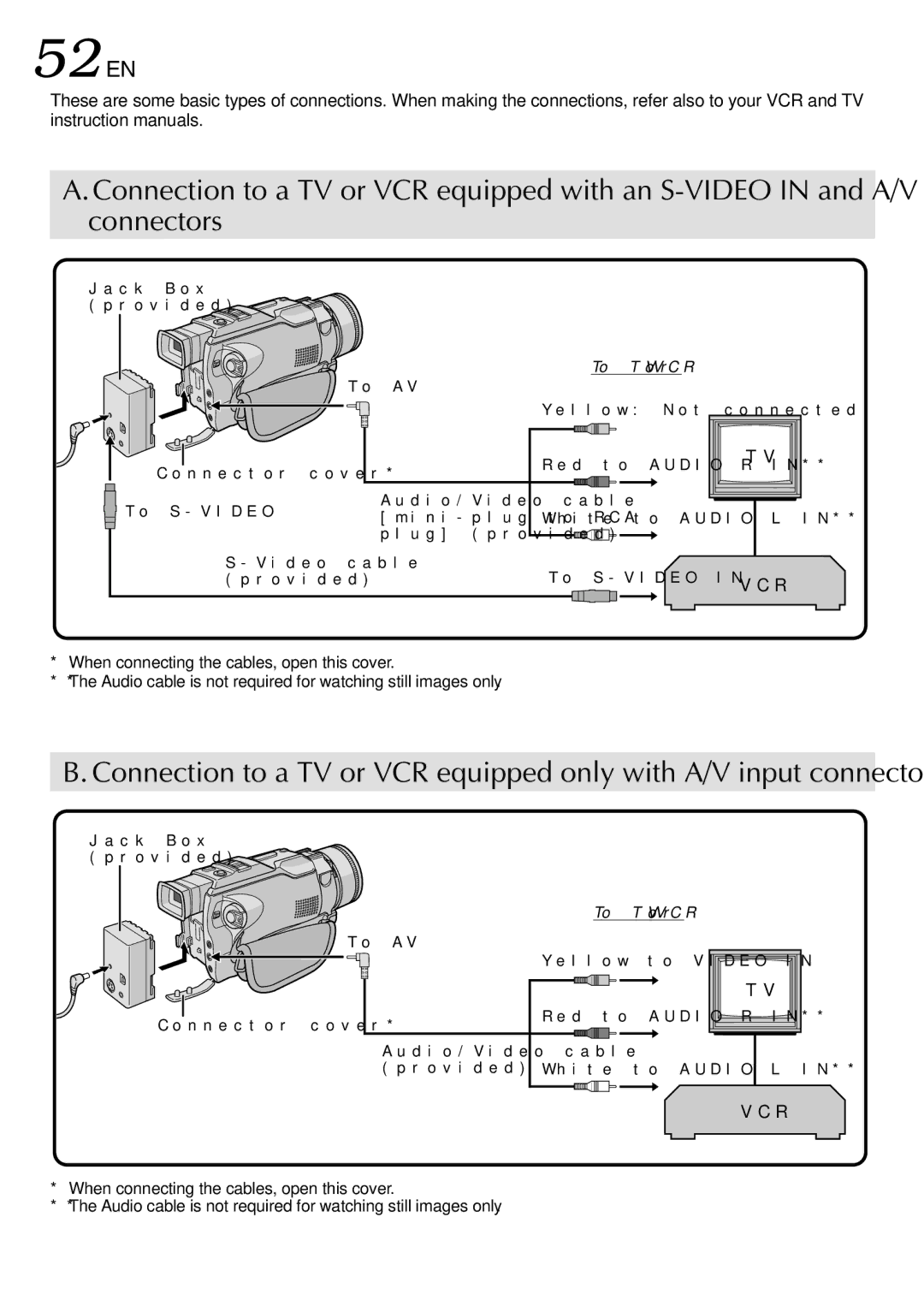 JVC GR-DV2000 specifications 52 EN, To TV or VCR 