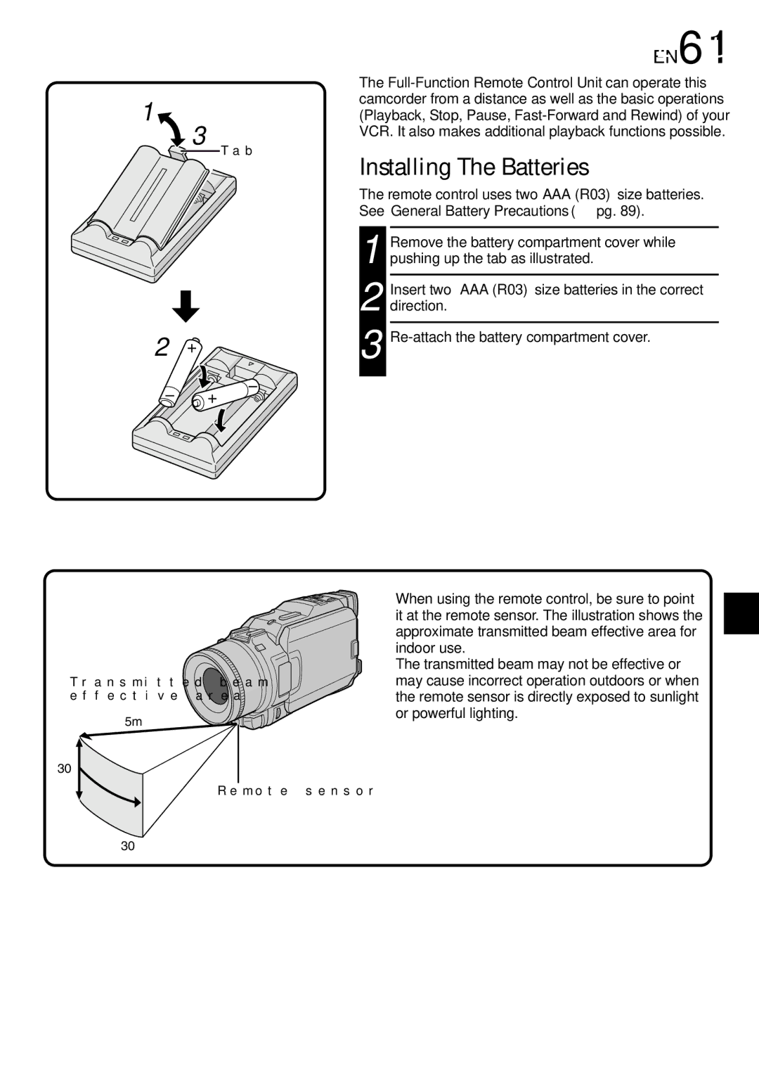 JVC GR-DV2000 specifications Installing The Batteries, EN61 