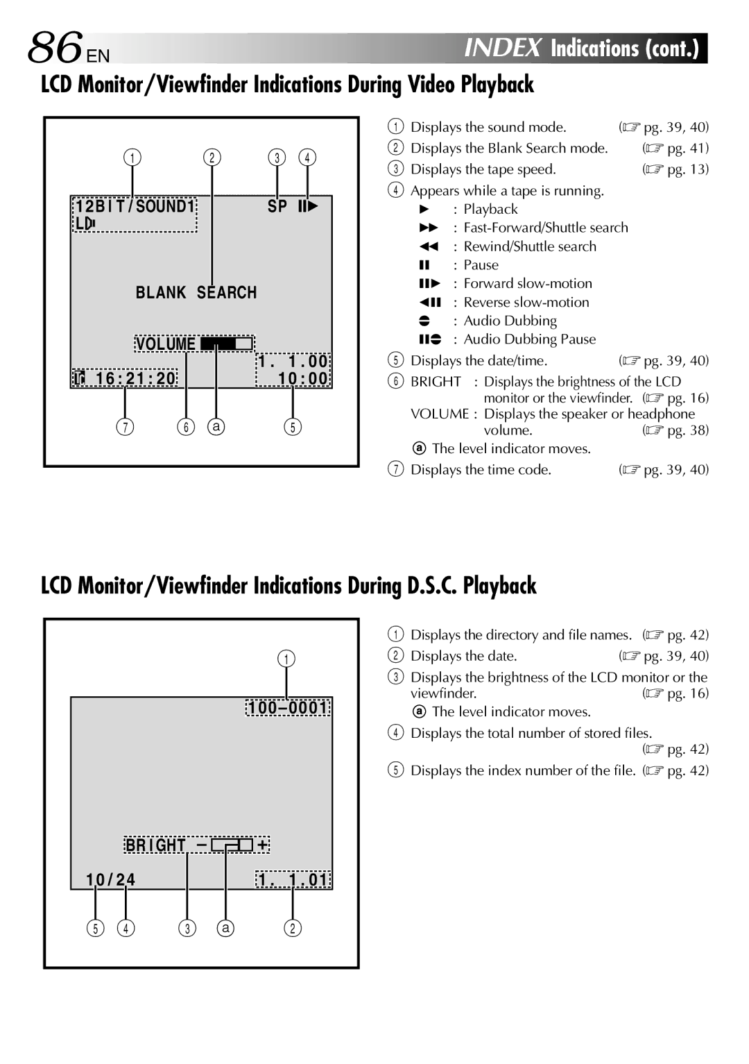 JVC GR-DV2000 specifications LCD Monitor/Viewfinder Indications During Video Playback, Displays the sound mode 