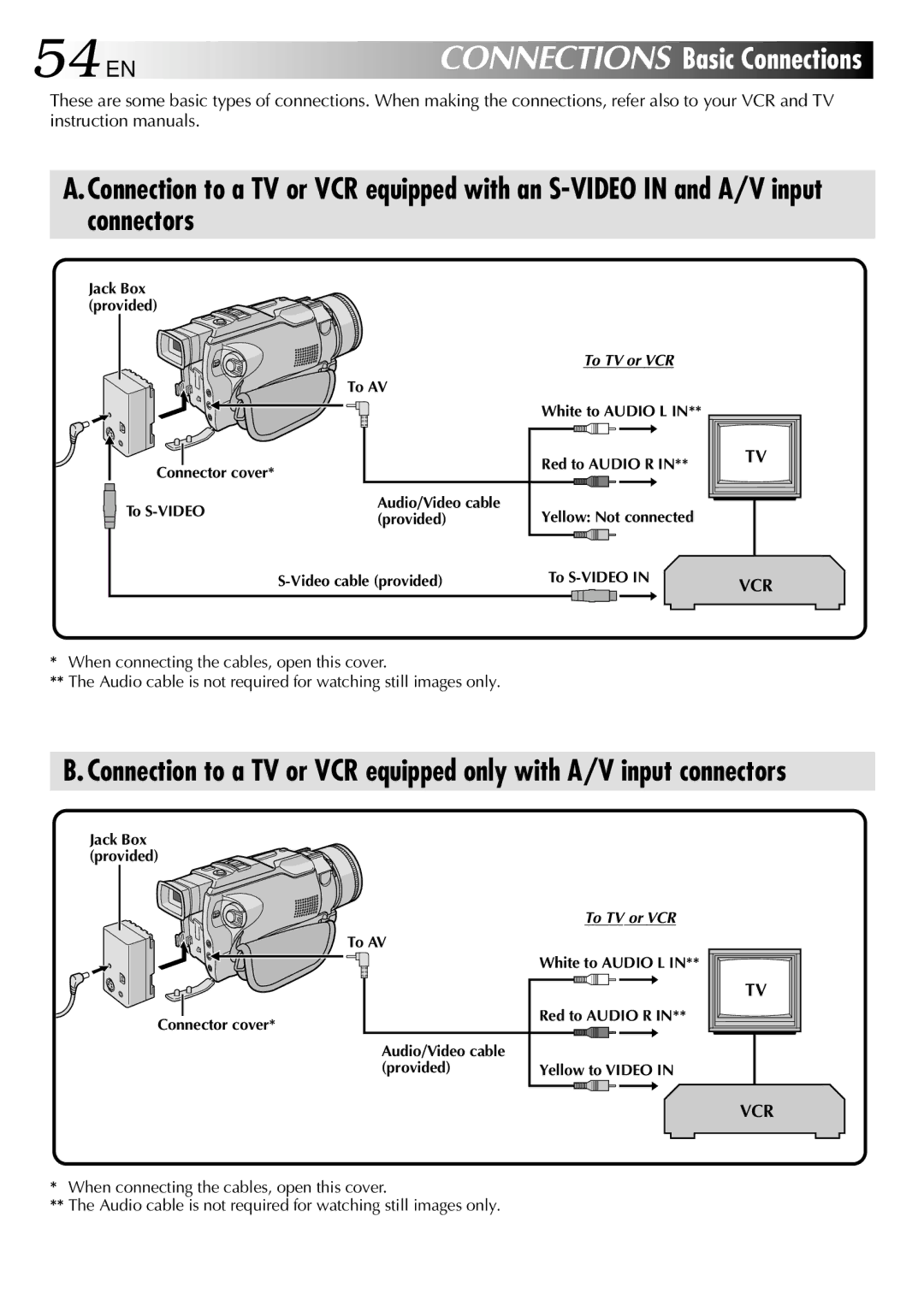 JVC GR-DV2000 specifications 54 EN, To TV or VCR 