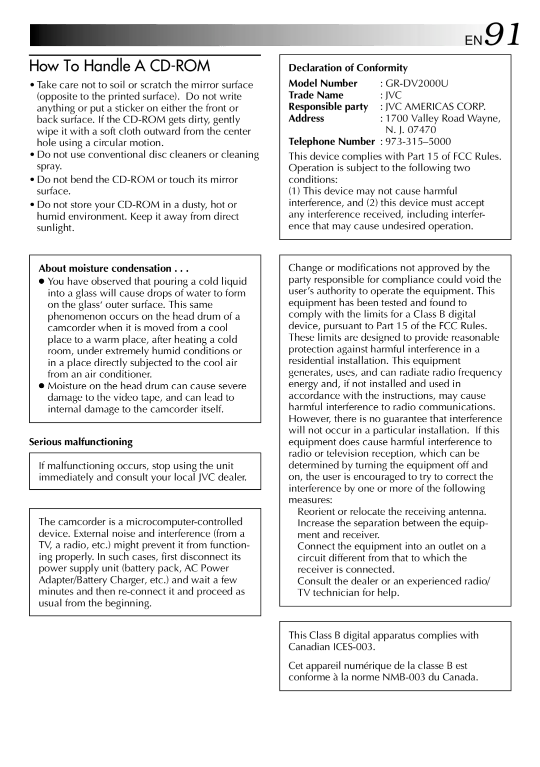 JVC GR-DV2000 specifications EN91 