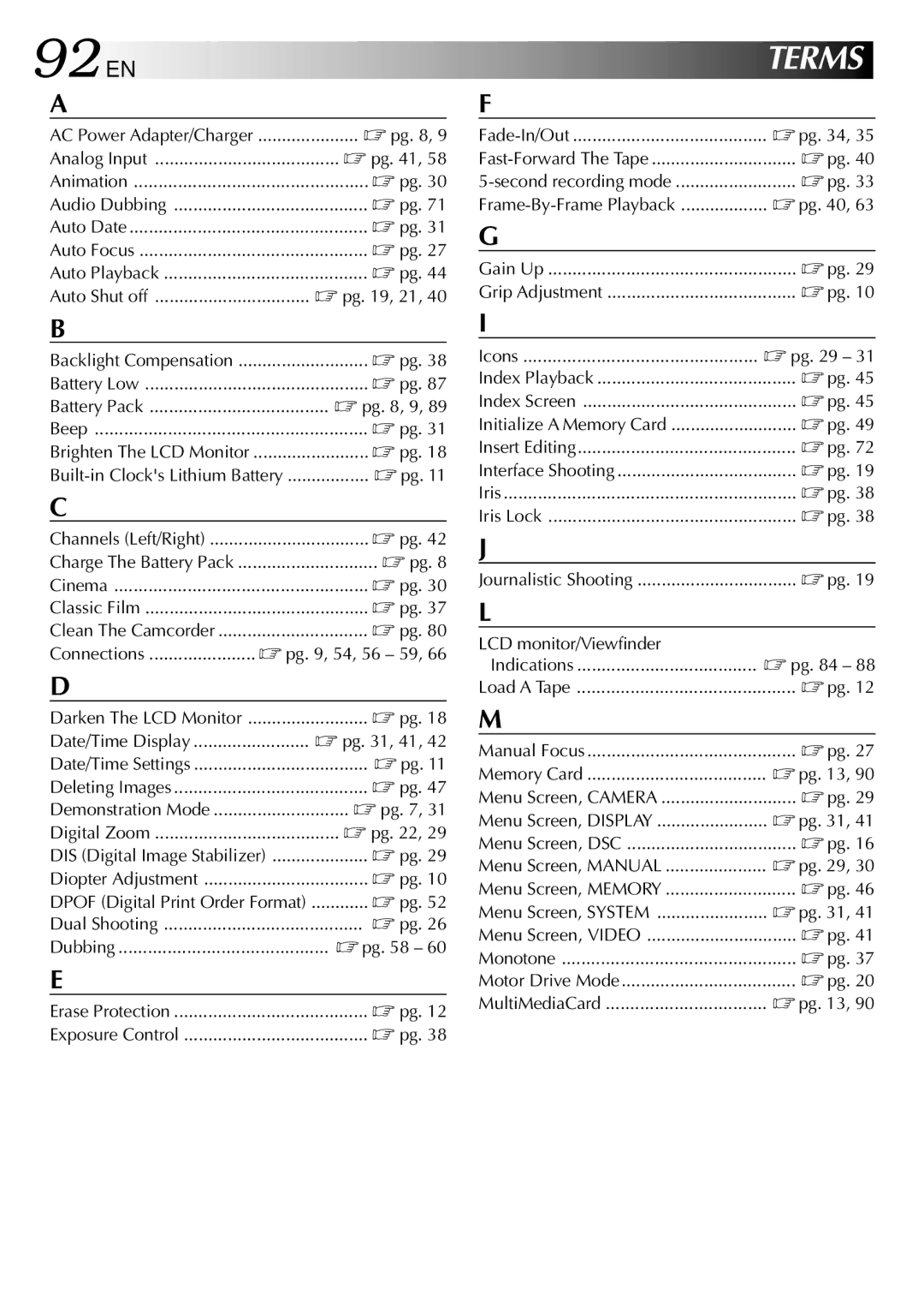 JVC GR-DV2000 specifications 92 EN 