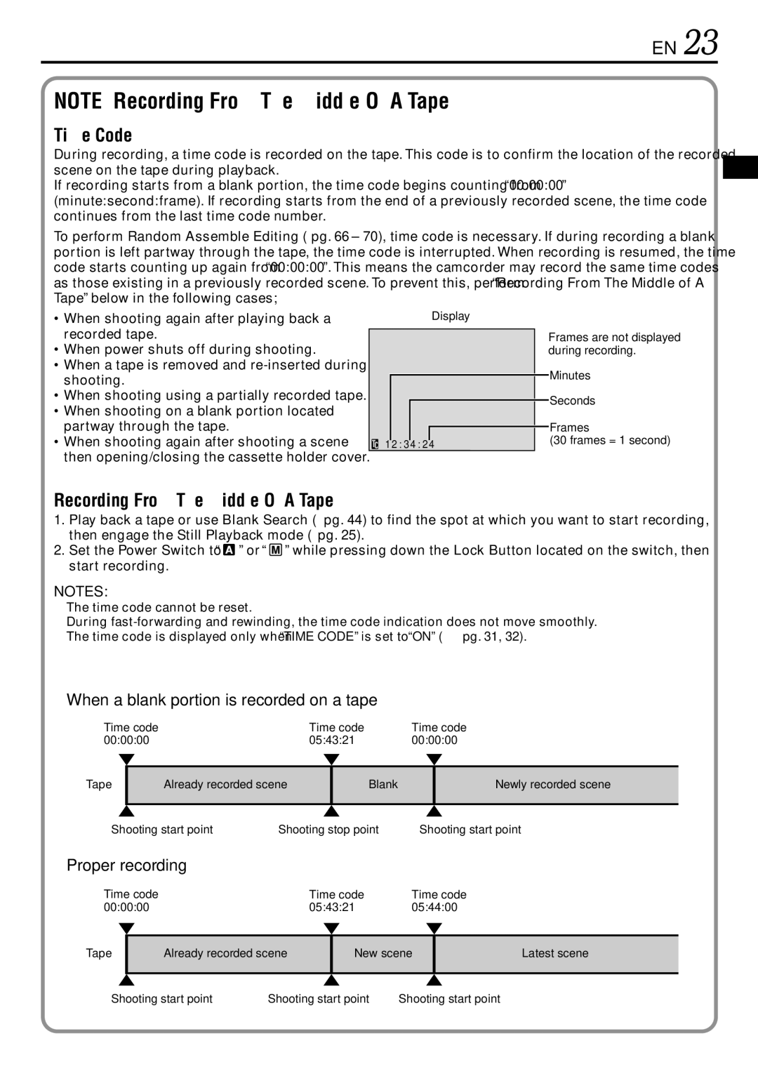 JVC GR-DV3000 specifications When a blank portion is recorded on a tape, Proper recording 