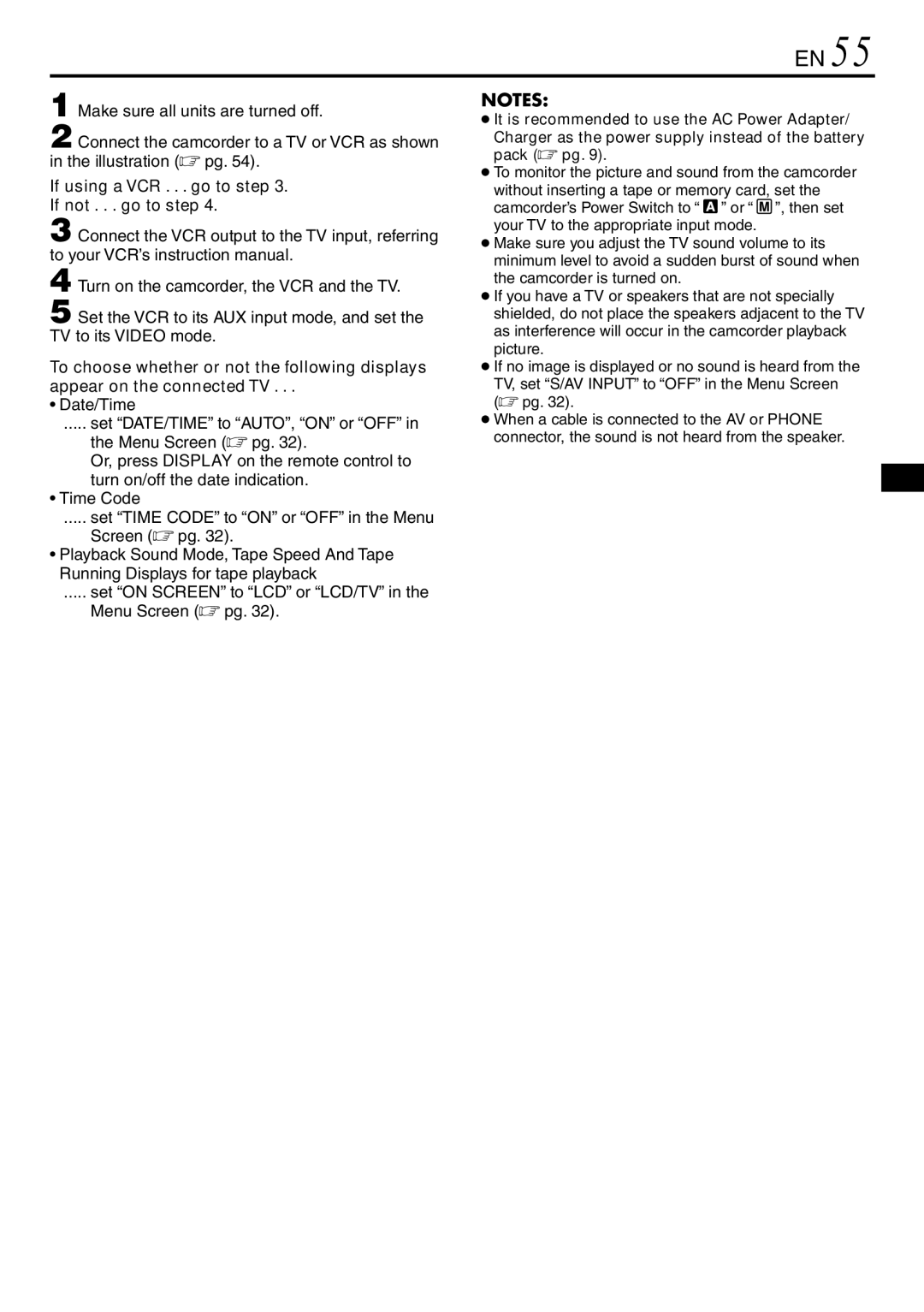 JVC GR-DV3000 specifications If using a VCR . . . go to step If not . . . go to step 