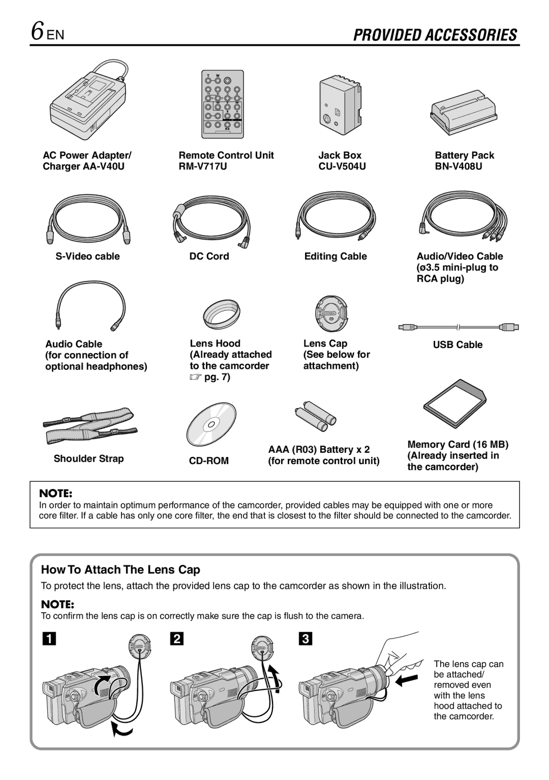 JVC GR-DV3000 specifications How To Attach The Lens Cap, Cd-Rom 