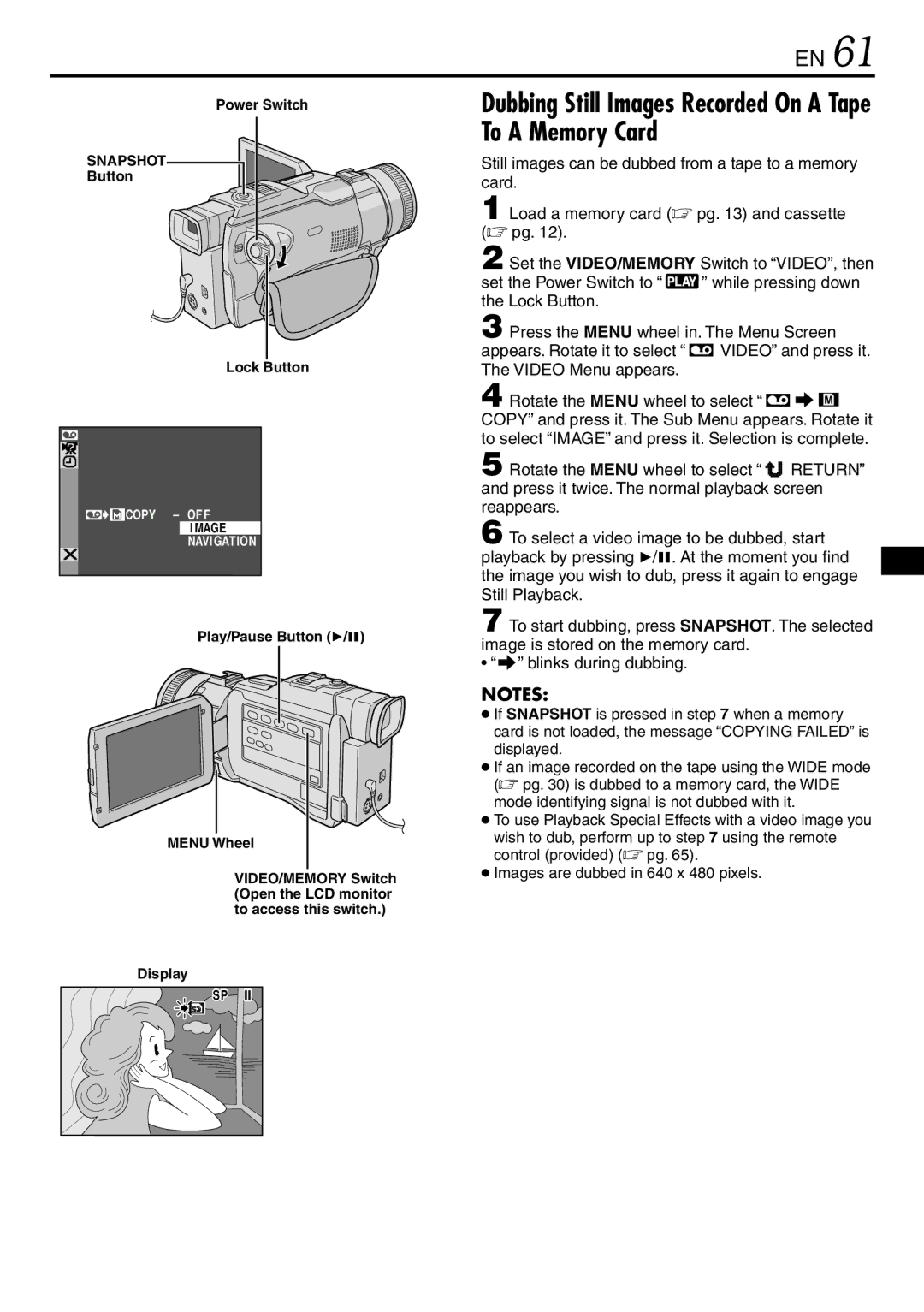 JVC GR-DV3000 specifications Dubbing Still Images Recorded On a Tape To a Memory Card, Button Lock Button 