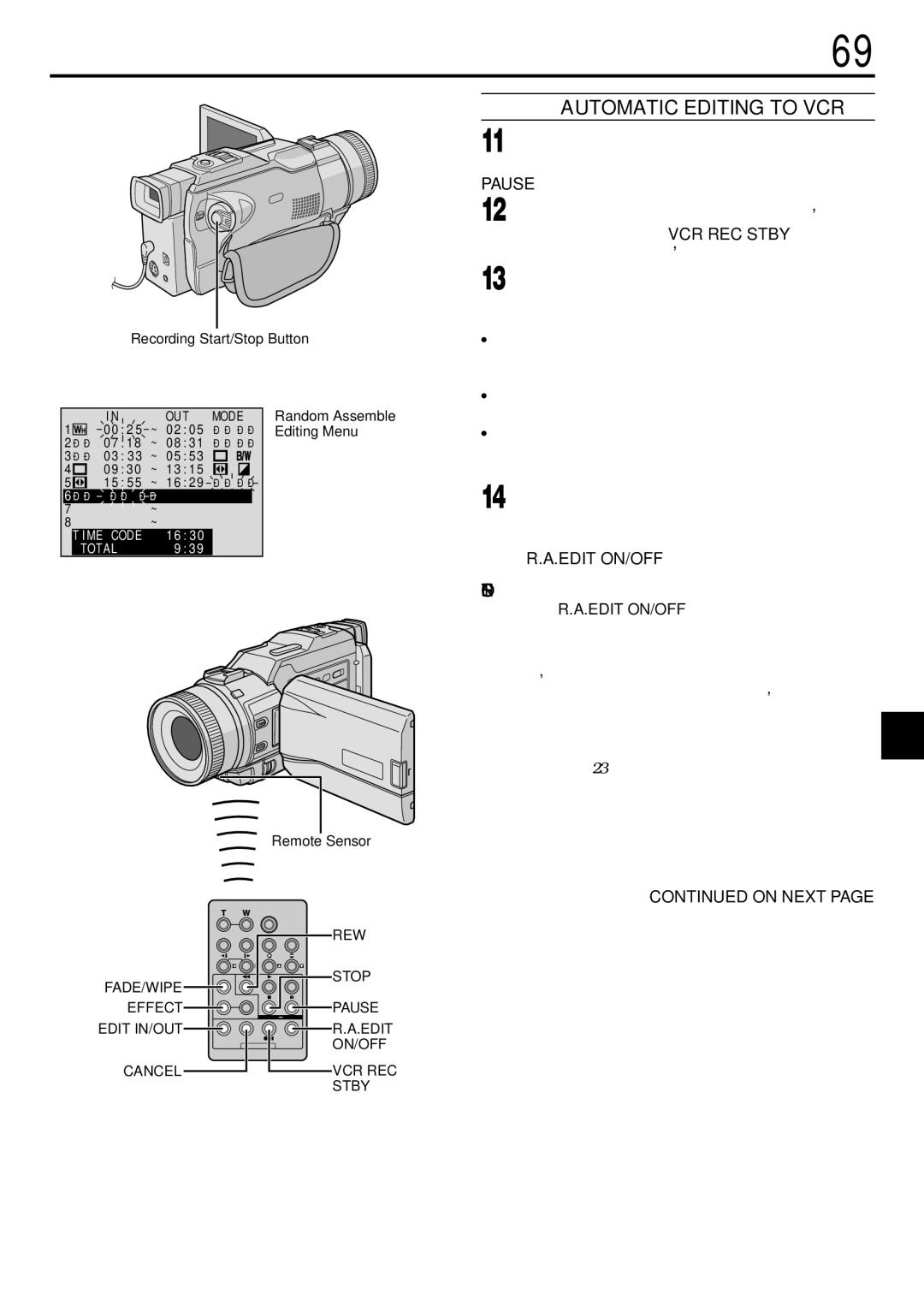 JVC GR-DV3000 specifications Automatic Editing to VCR, On Next, Editing Menu 