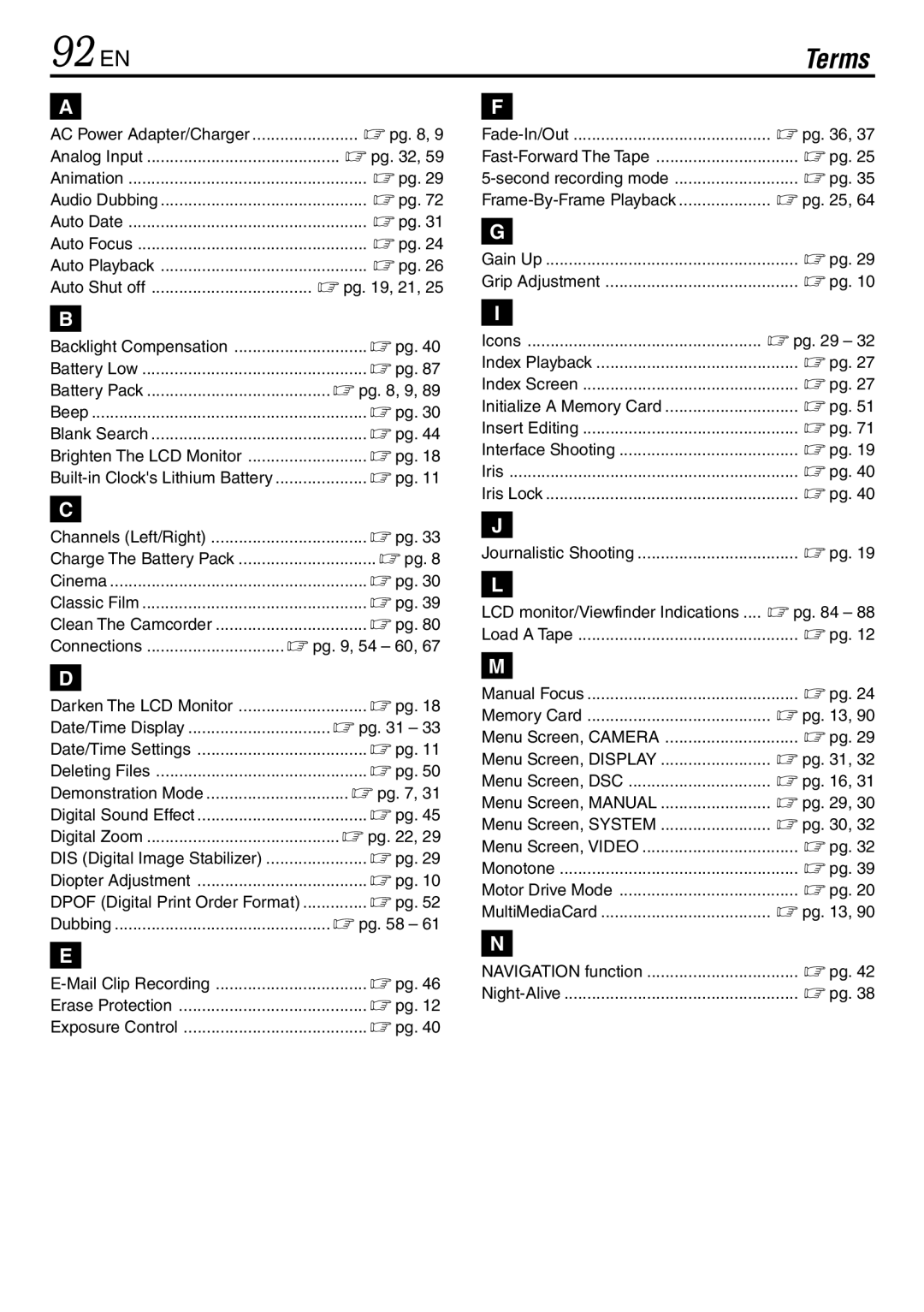 JVC GR-DV3000 specifications 92 EN 