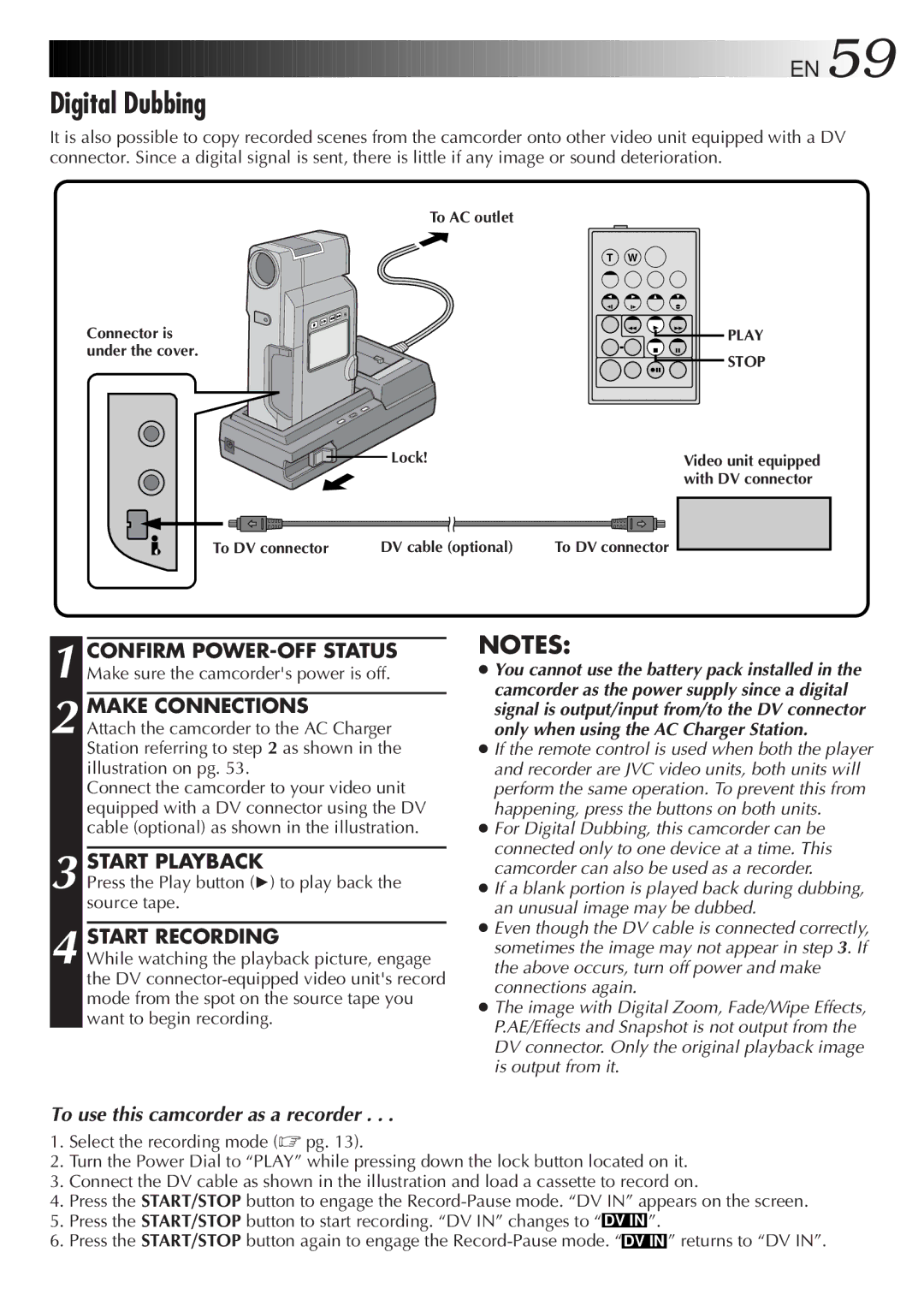 JVC GR-DV33 manual Digital Dubbing, Make Connections 