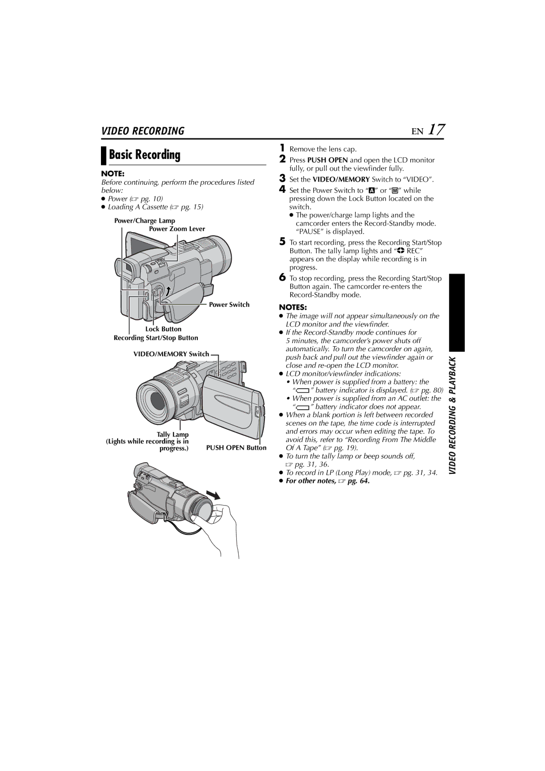 JVC GR-DV900, GR-DV700 instruction manual Basic Recording 