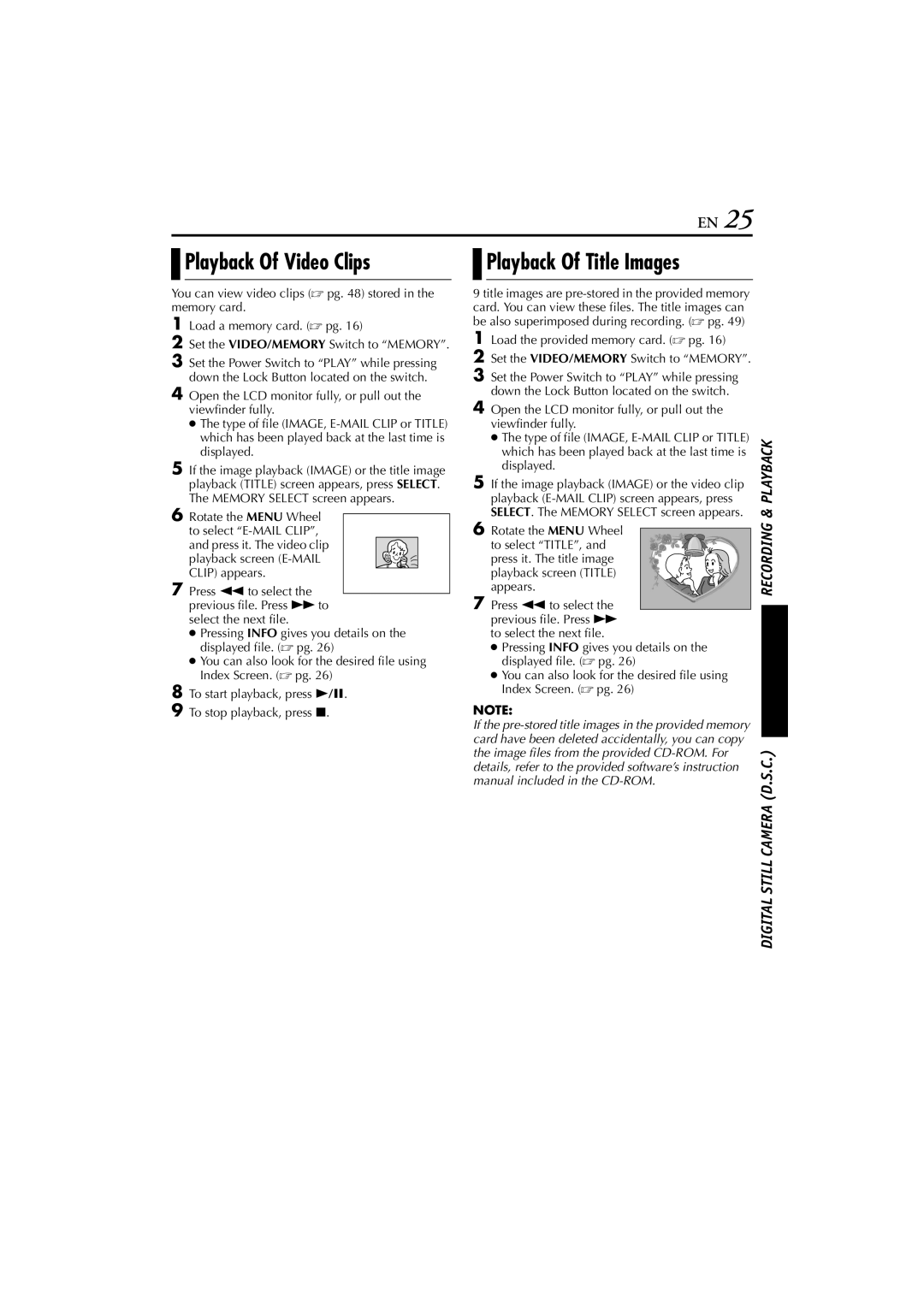 JVC GR-DV900, GR-DV700 instruction manual Playback Of Video Clips, Playback Of Title Images 