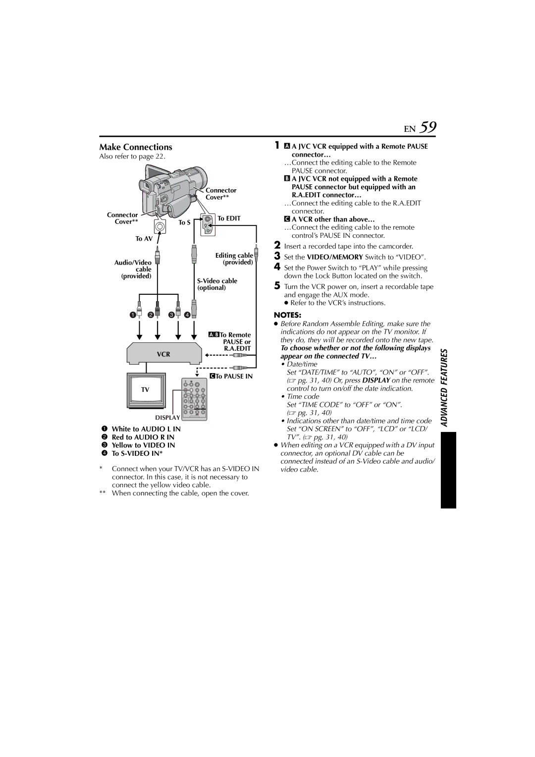 JVC GR-DV900, GR-DV700 instruction manual Make Connections 