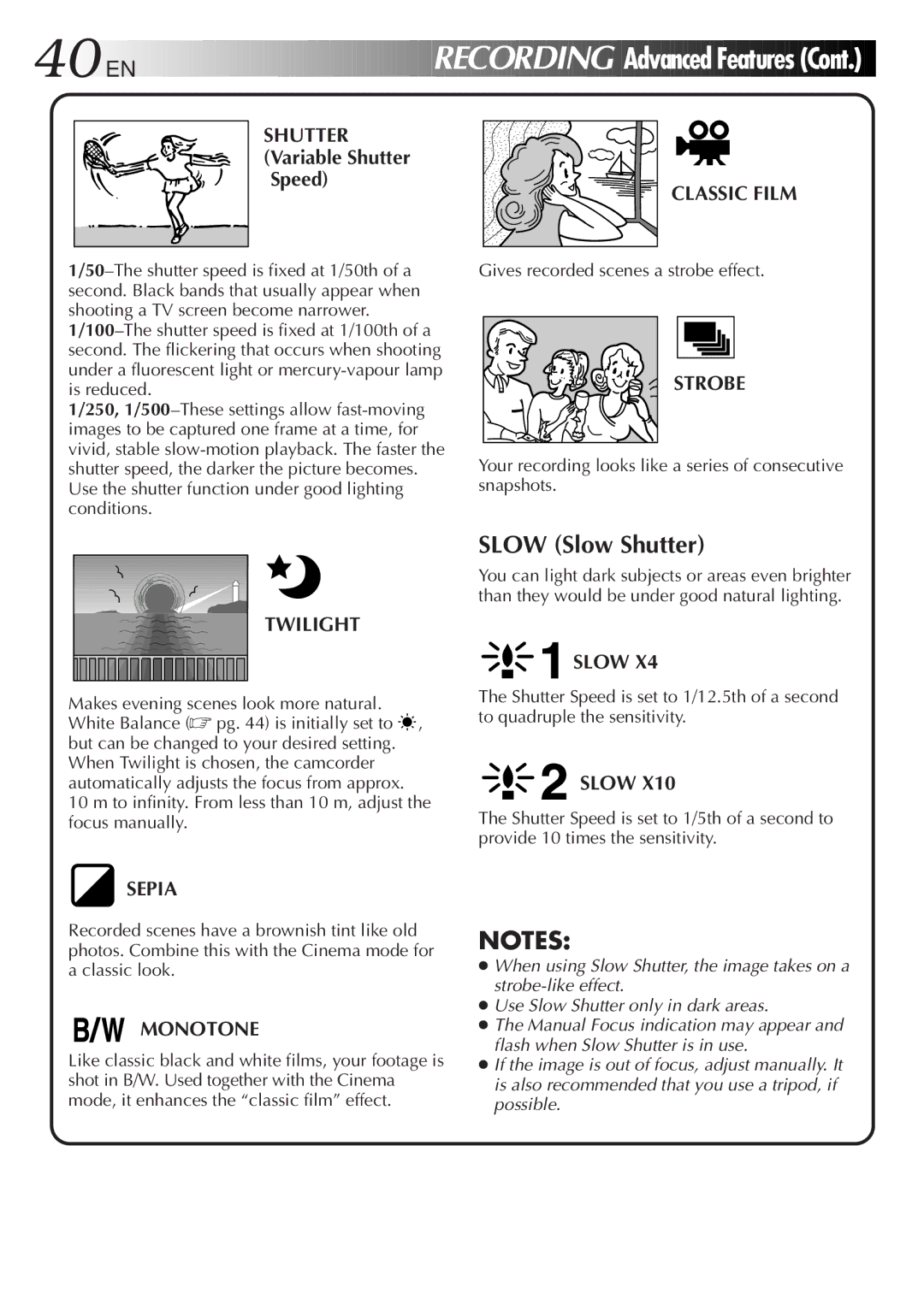 JVC GR-DV808 manual Slow Slow Shutter 