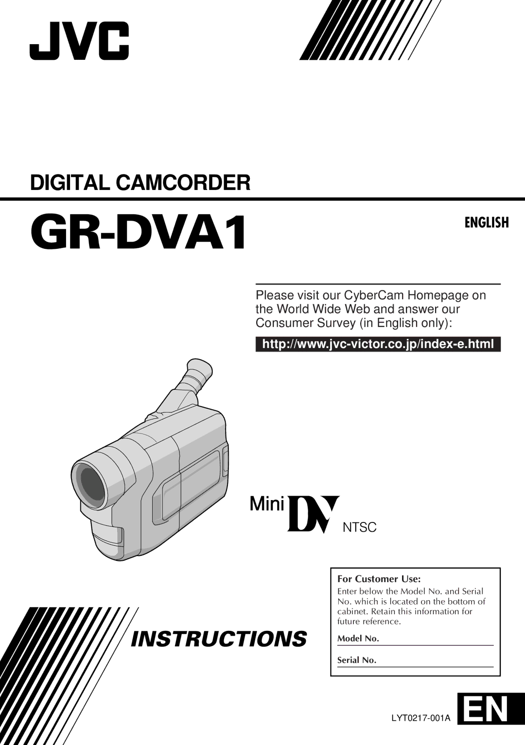 JVC LYT0217-001A manual GR-DVA1, For Customer Use 