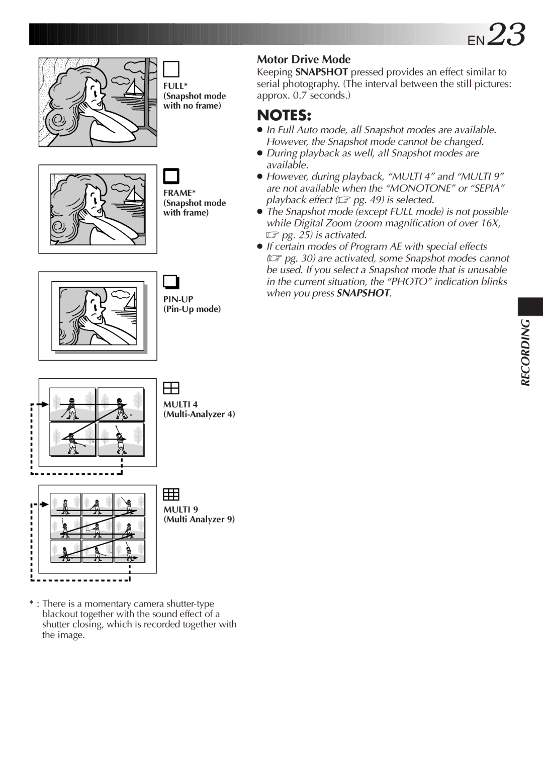 JVC LYT0217-001A, GR-DVA1 manual EN23, Motor Drive Mode 