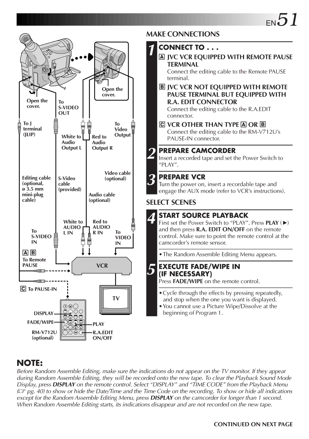 JVC LYT0217-001A, GR-DVA1 manual Make Connections, Select Scenes 