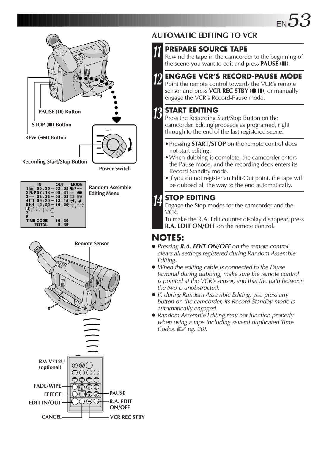 JVC LYT0217-001A, GR-DVA1 manual Automatic Editing to VCR, Prepare Source Tape, Stop Editing 