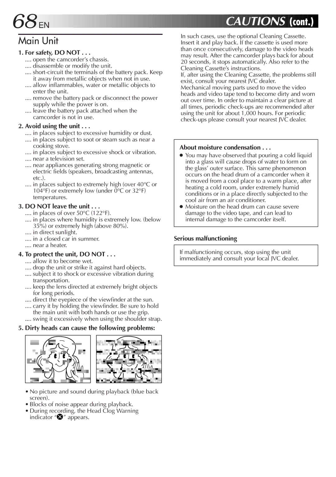 JVC GR-DVA1, LYT0217-001A For safety, do not, Avoid using the unit, Do not leave the unit, To protect the unit, do not 