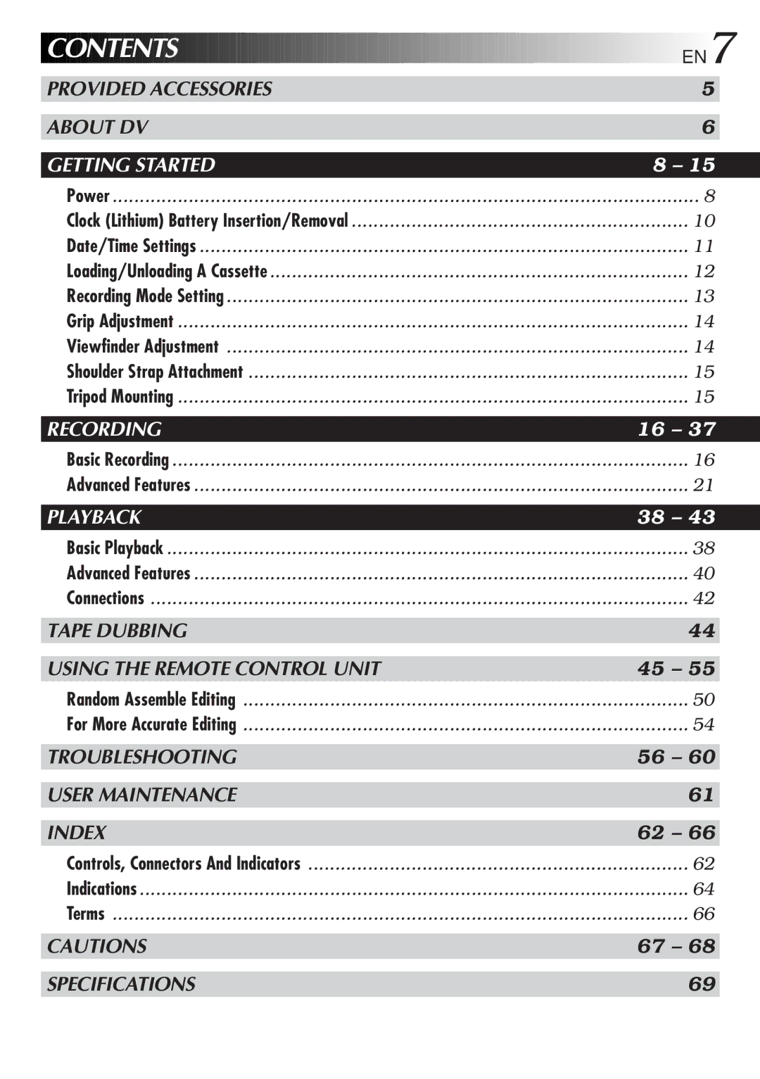 JVC LYT0217-001A, GR-DVA1 manual Contents 