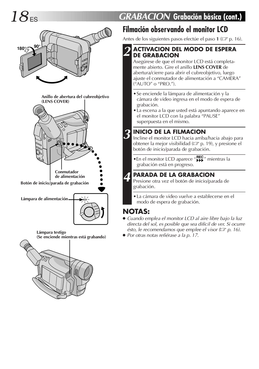 JVC GR-DVF10 manual 18 ES, Antes de los siguientes pasos efectúe el paso 1 p 