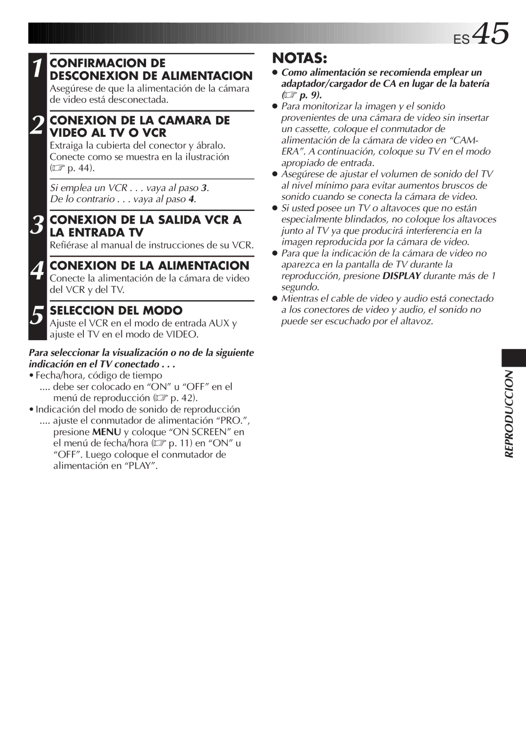 JVC GR-DVF10 manual Confirmacion DE Desconexion DE Alimentacion, Conexion DE LA Camara DE Video AL TV O VCR 