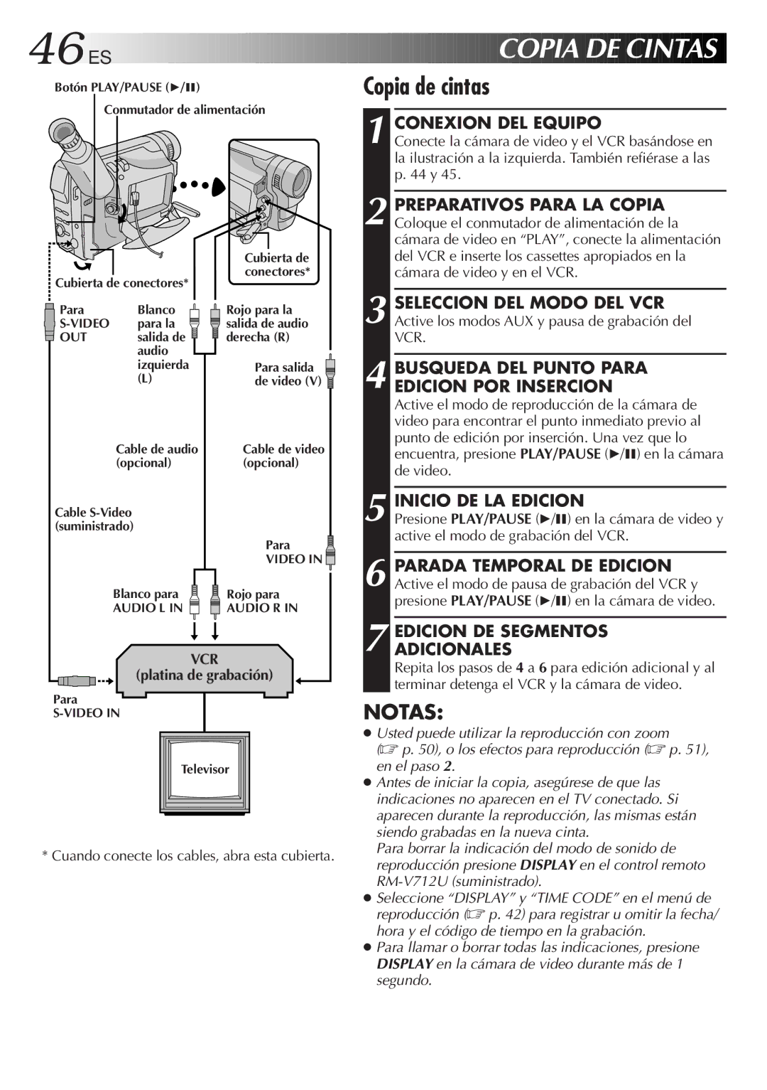 JVC GR-DVF10 manual 46 ES, Inicio DE LA Edicion, Platina de grabación 