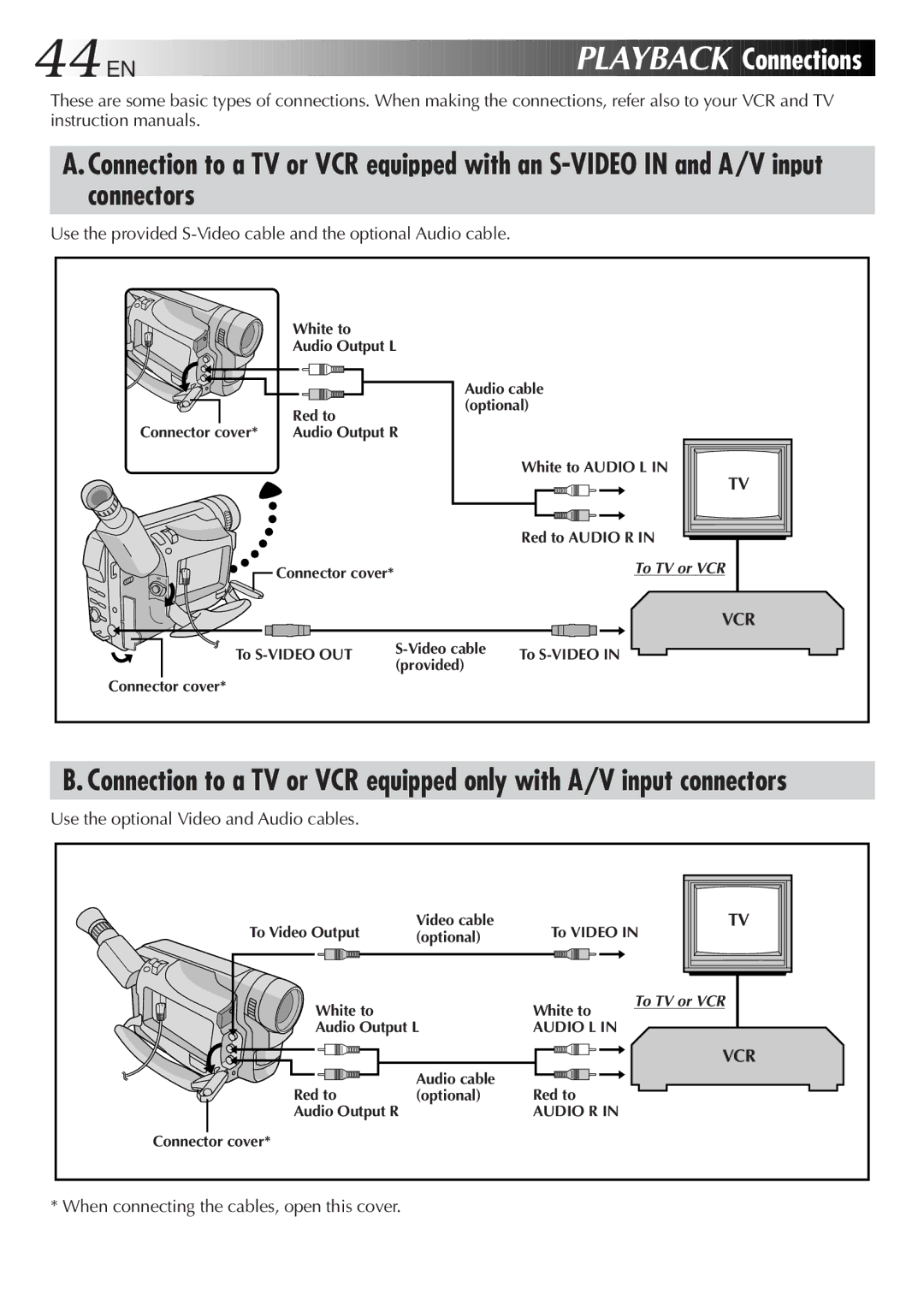 JVC GR-DVF20, LYT0244-001A manual 44 EN, Connections, Connectors 