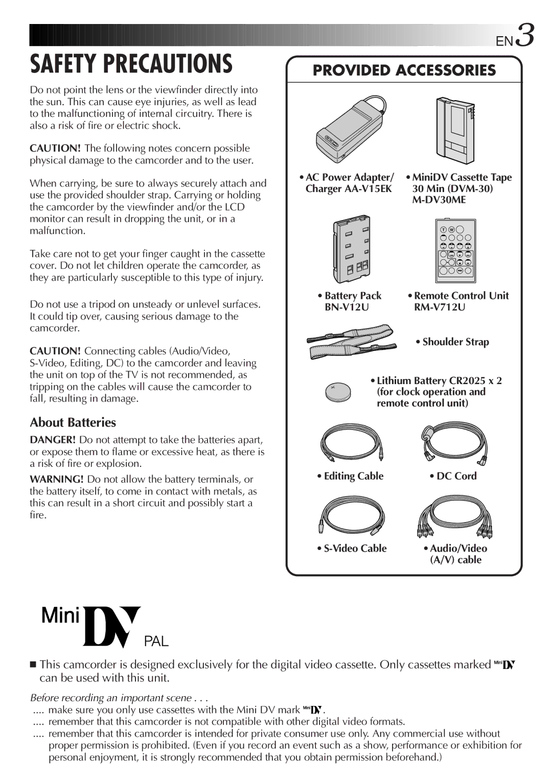 JVC GR-DVF25 manual About Batteries 