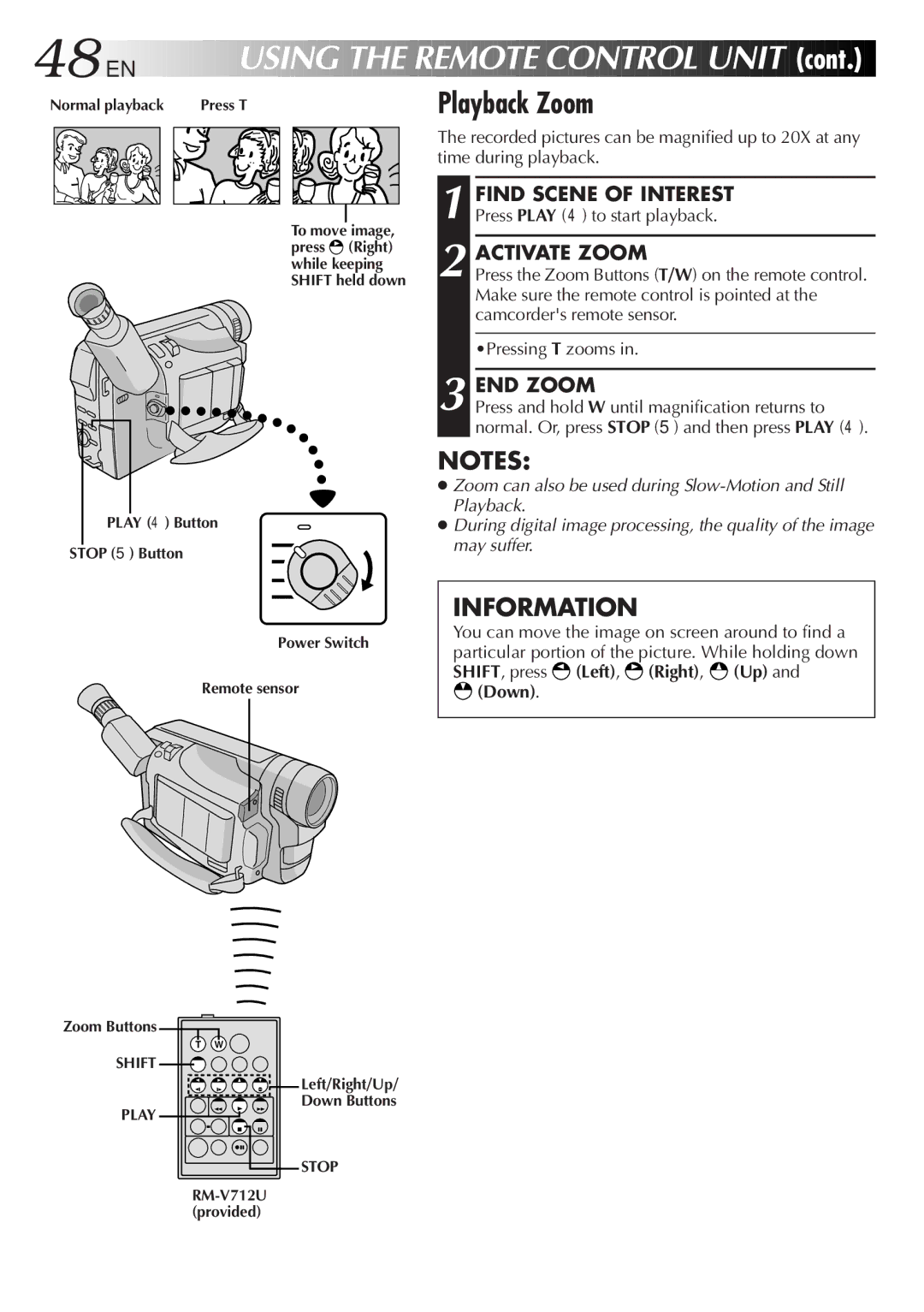 JVC GR-DVF25 manual Playback Zoom, Activate Zoom, END Zoom, Down 