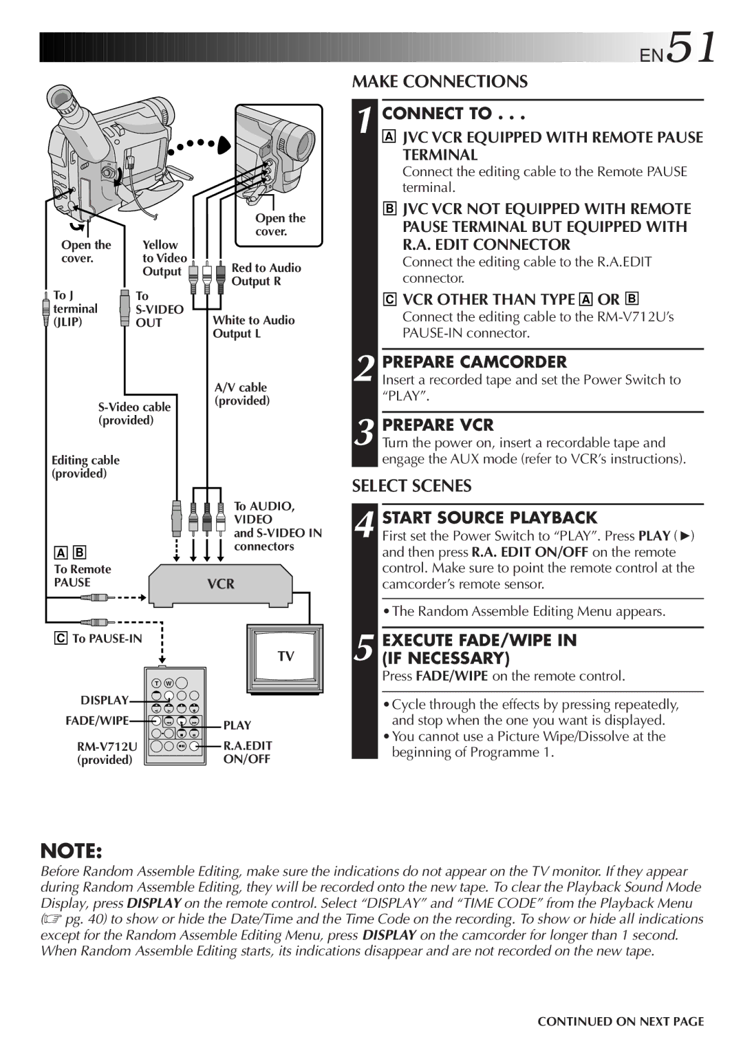 JVC GR-DVF25 manual Make Connections, Select Scenes 