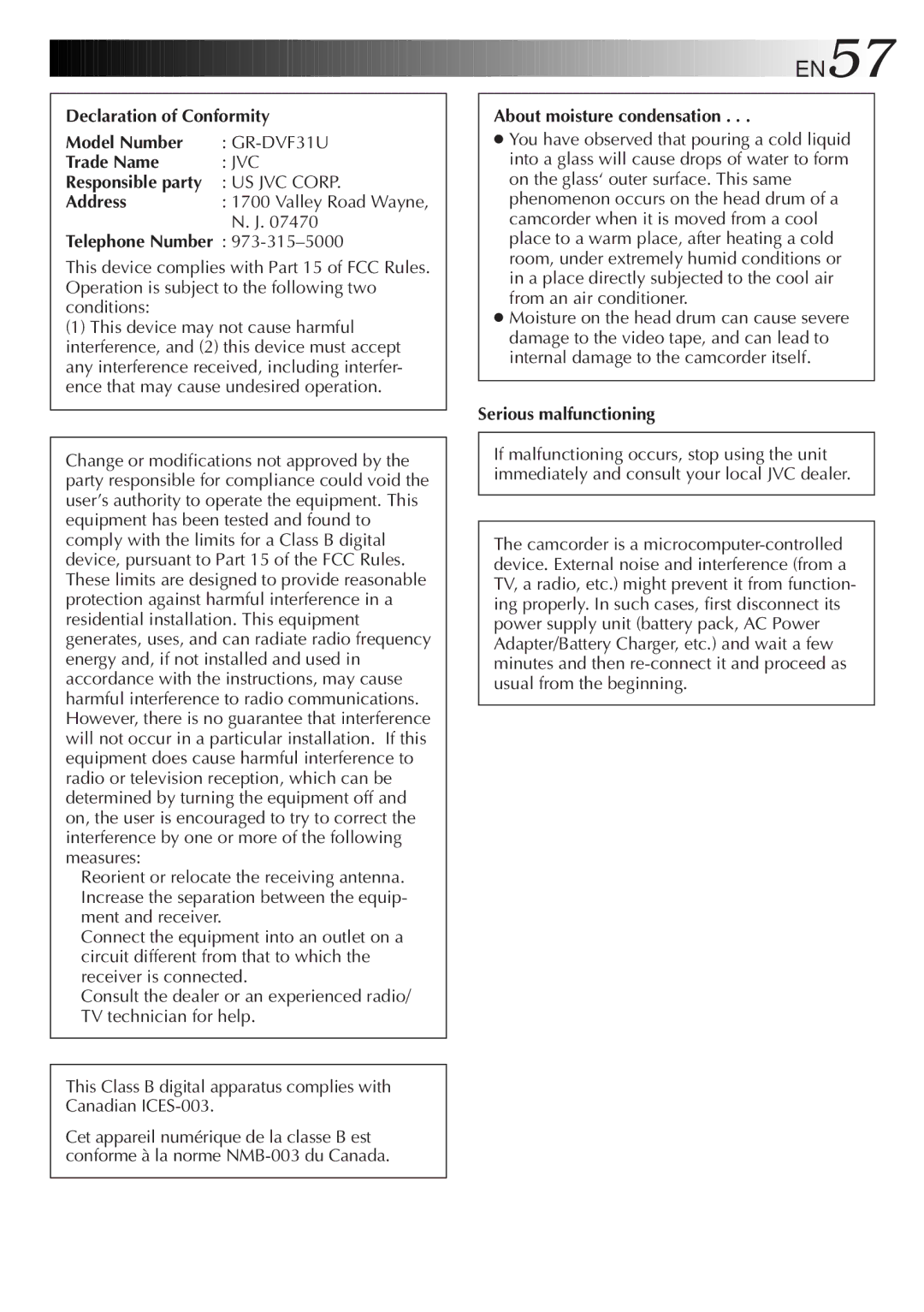 JVC GR-DVF31 specifications EN57 