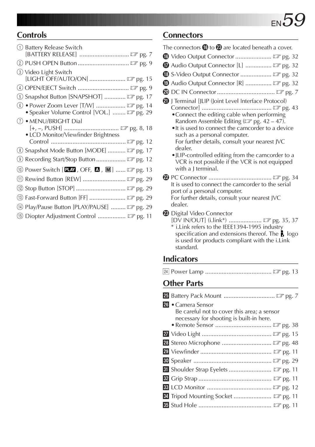 JVC GR-DVF31 specifications EN59 