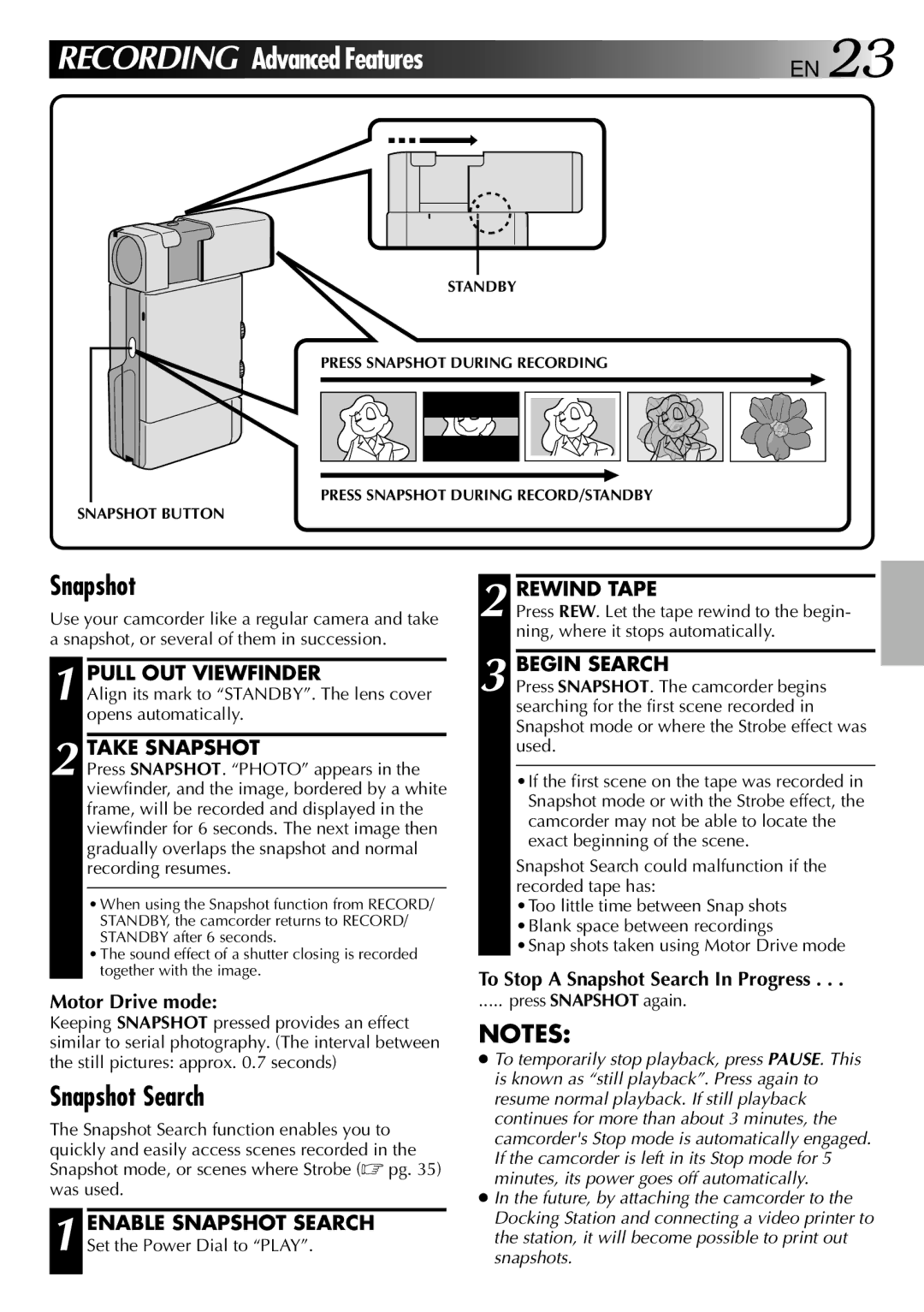 JVC GR-DVJ70 specifications Snapshot Search 