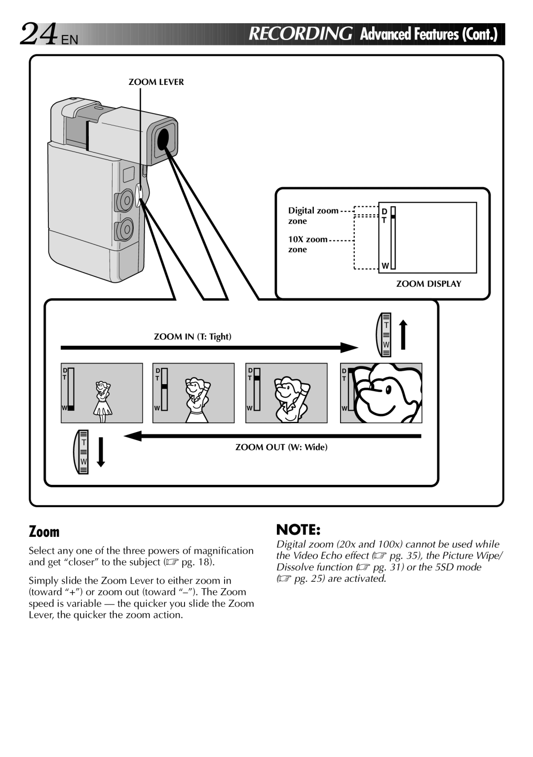 JVC GR-DVJ70 specifications Zoom Display 