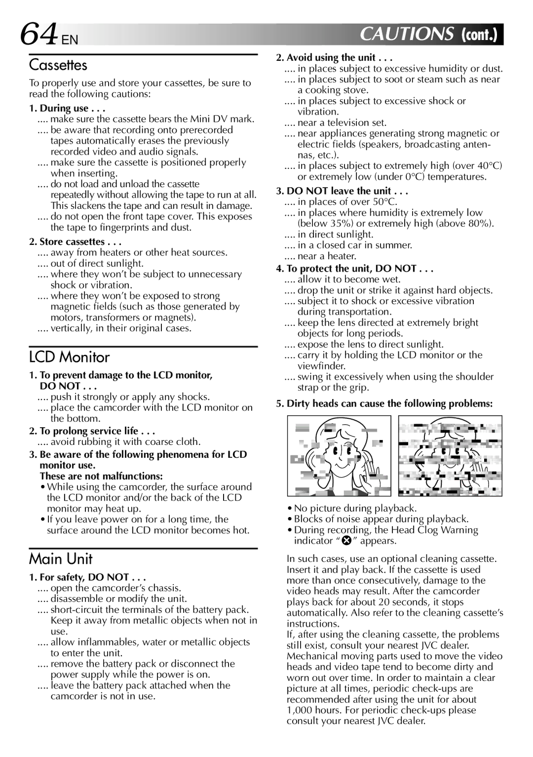 JVC GR-DVL100, GR-DVL300 specifications 64 EN 