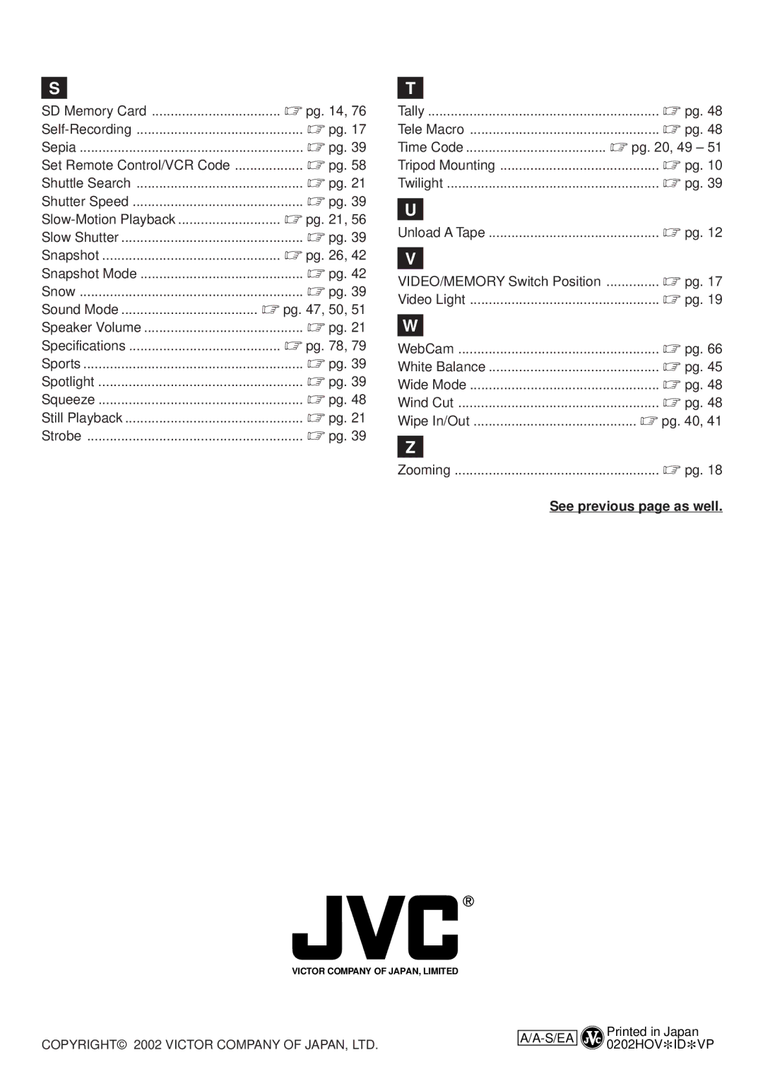 JVC GR-DVL1020, GR-DVL820 specifications Unload a Tape, WebCam, Zooming, See previous page as well 