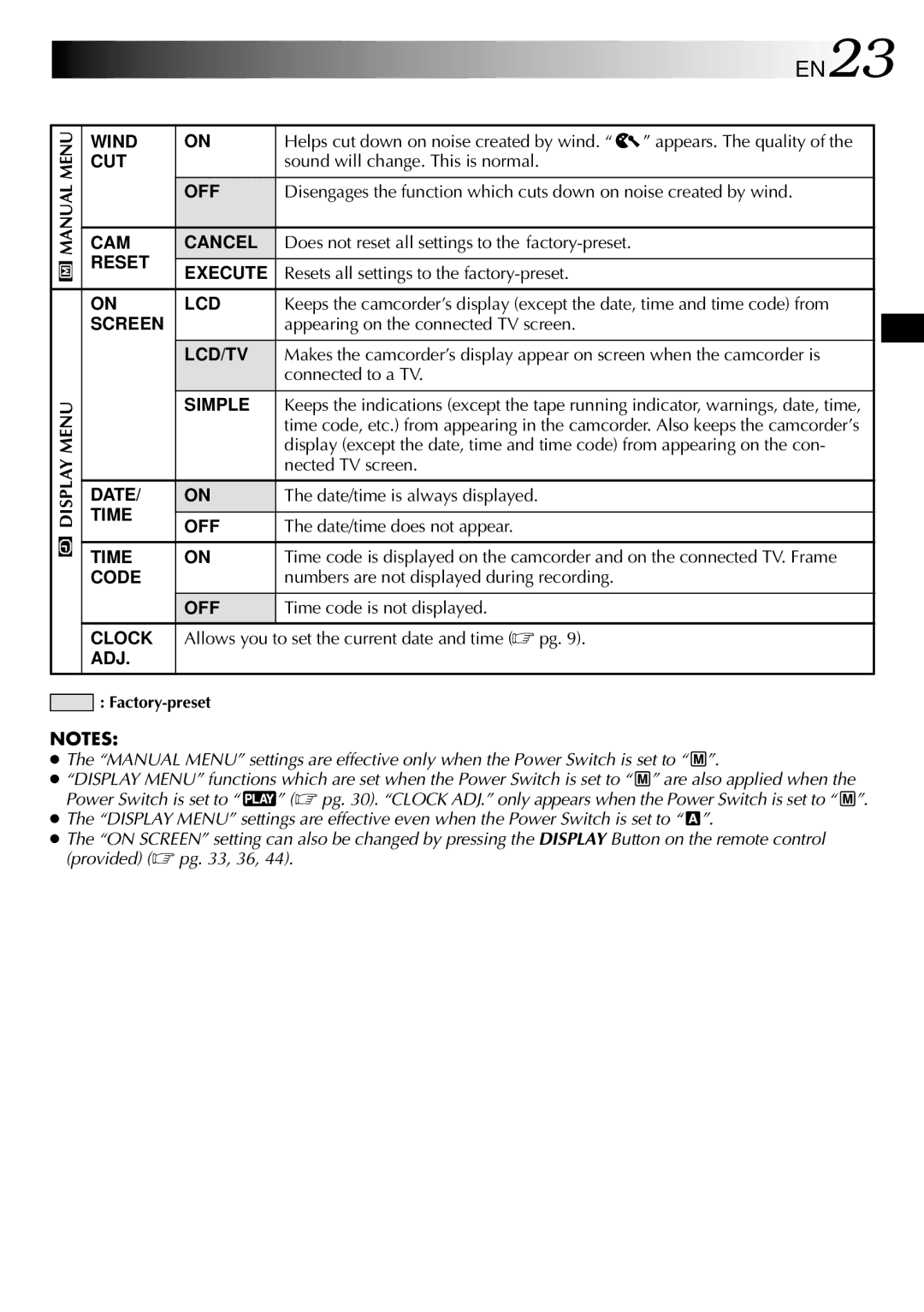 JVC GR-DVL105 specifications EN23 