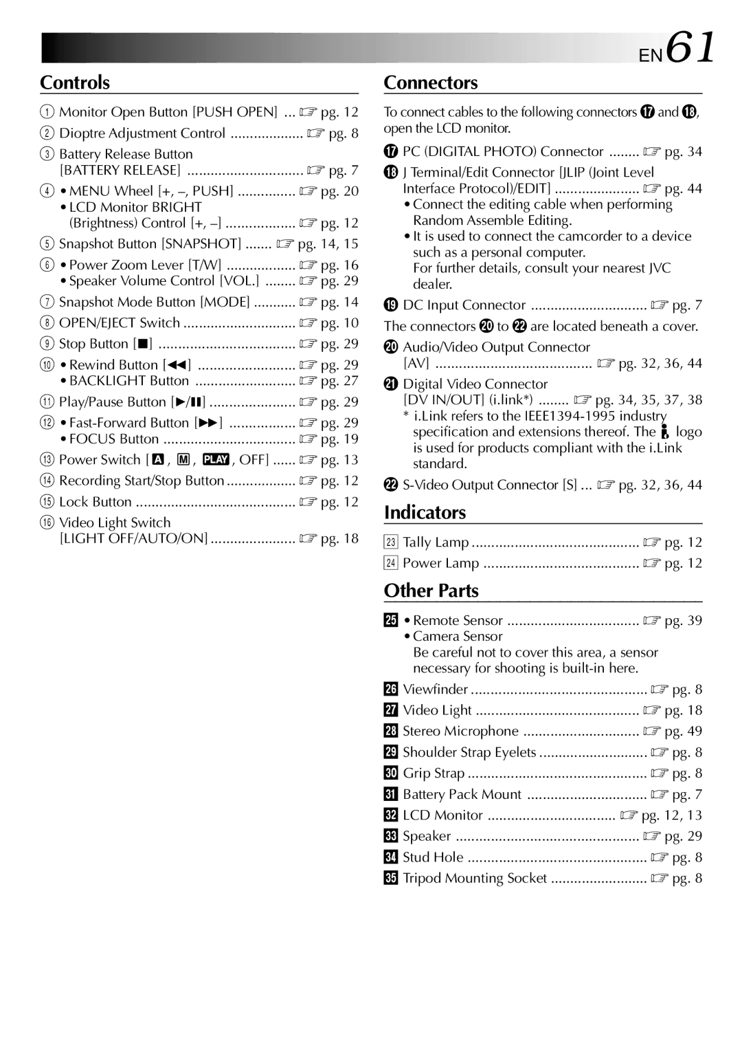 JVC GR-DVL105 specifications EN61 