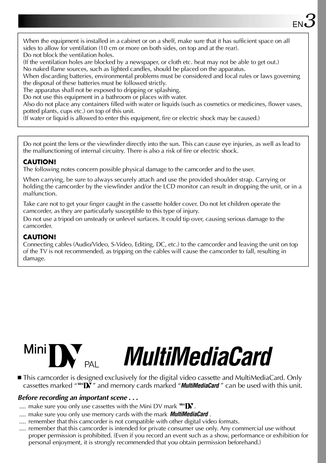 JVC GR-DVL308, GR-DVL109, GR-DVL309, GR-DVL108 specifications EN3 