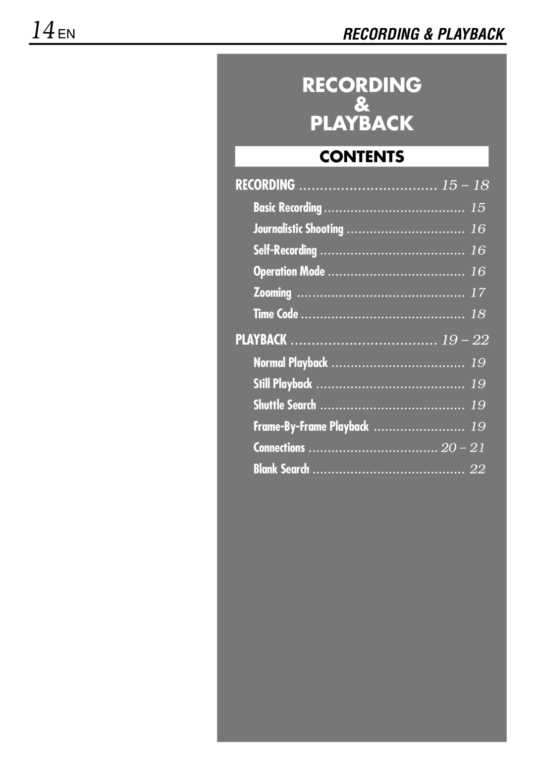 JVC GR-DVL120 specifications 14 EN 