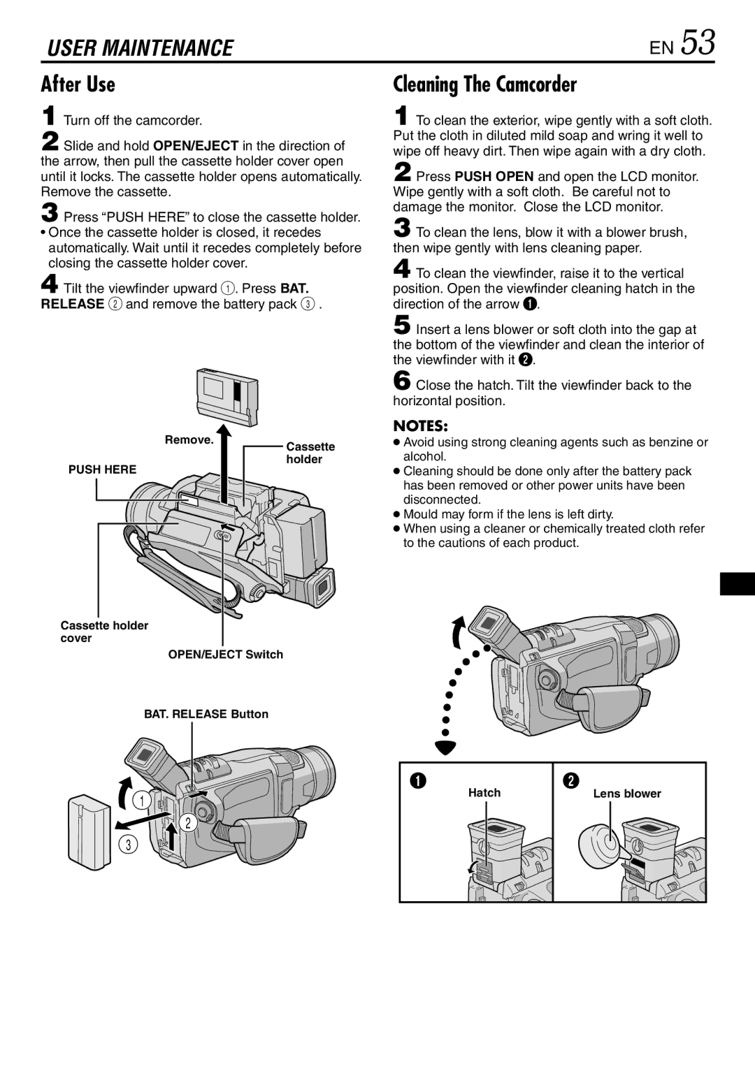 JVC GR-DVL120 specifications After Use, Cleaning The Camcorder, Remove, Cassette holder cover 