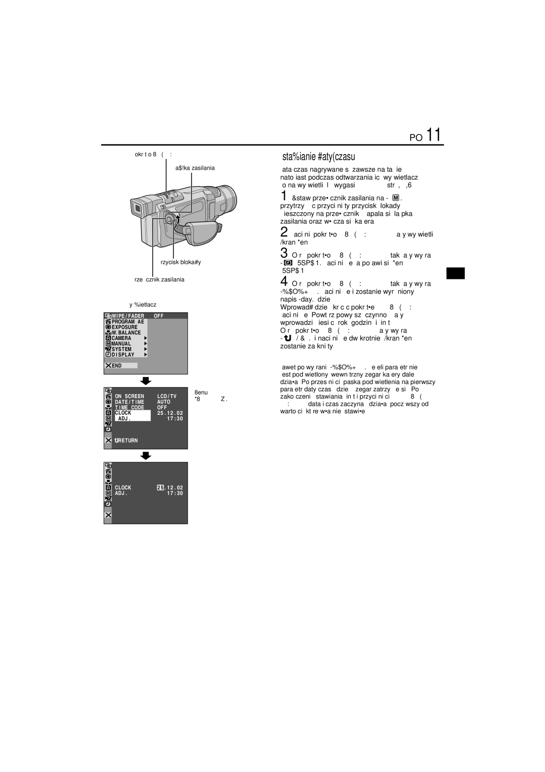 JVC GR-DVL145 manual Ustawianie daty/czasu, Wyświetlacz, Menu Display 