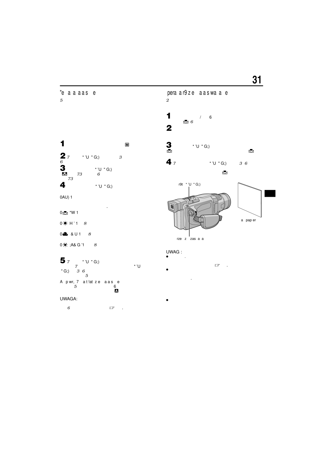 JVC GR-DVL145 manual Regulacja balansu bieli, Aby powrócić do automatycznego balansu bieli 