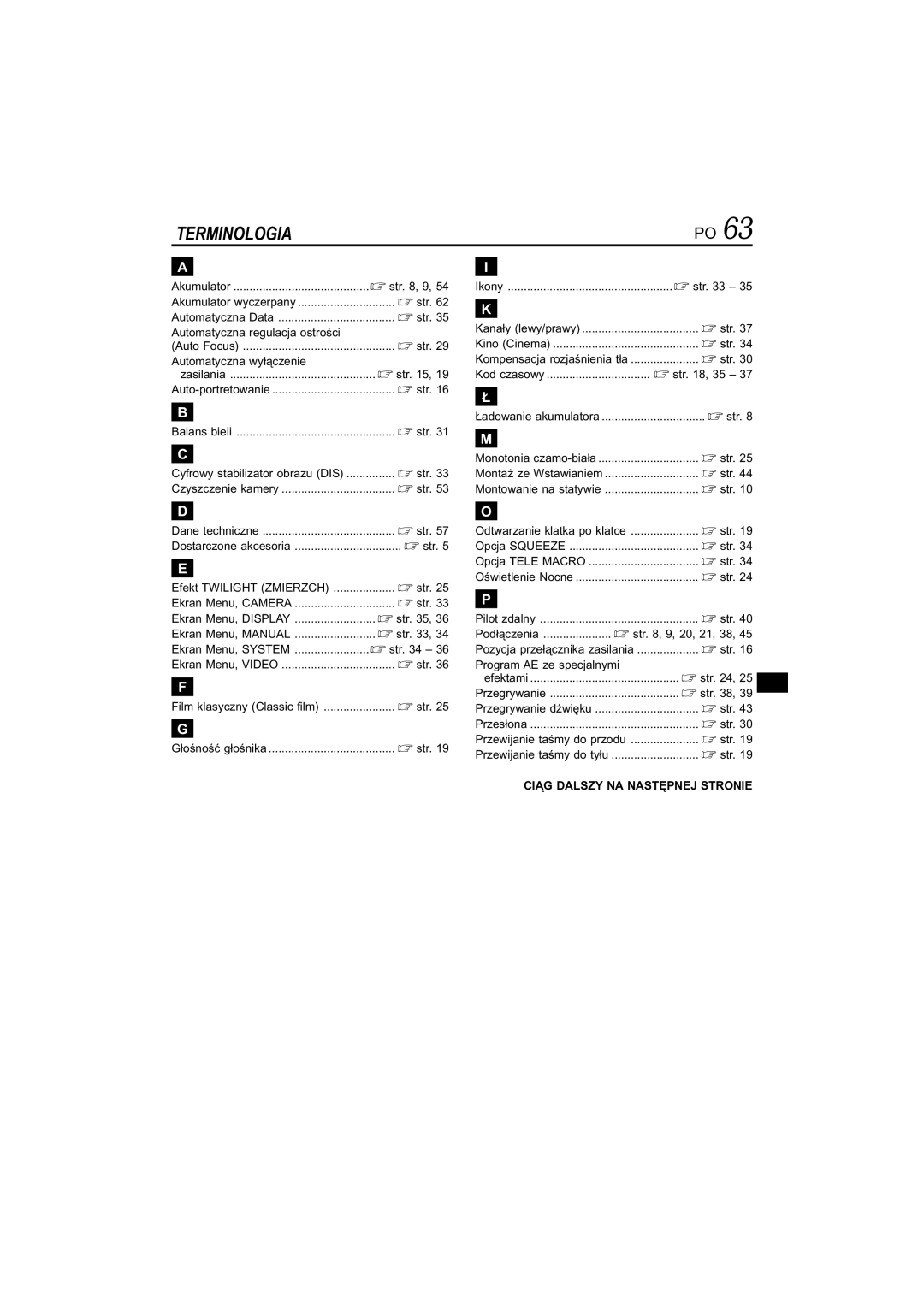 JVC GR-DVL145 manual Terminologia 