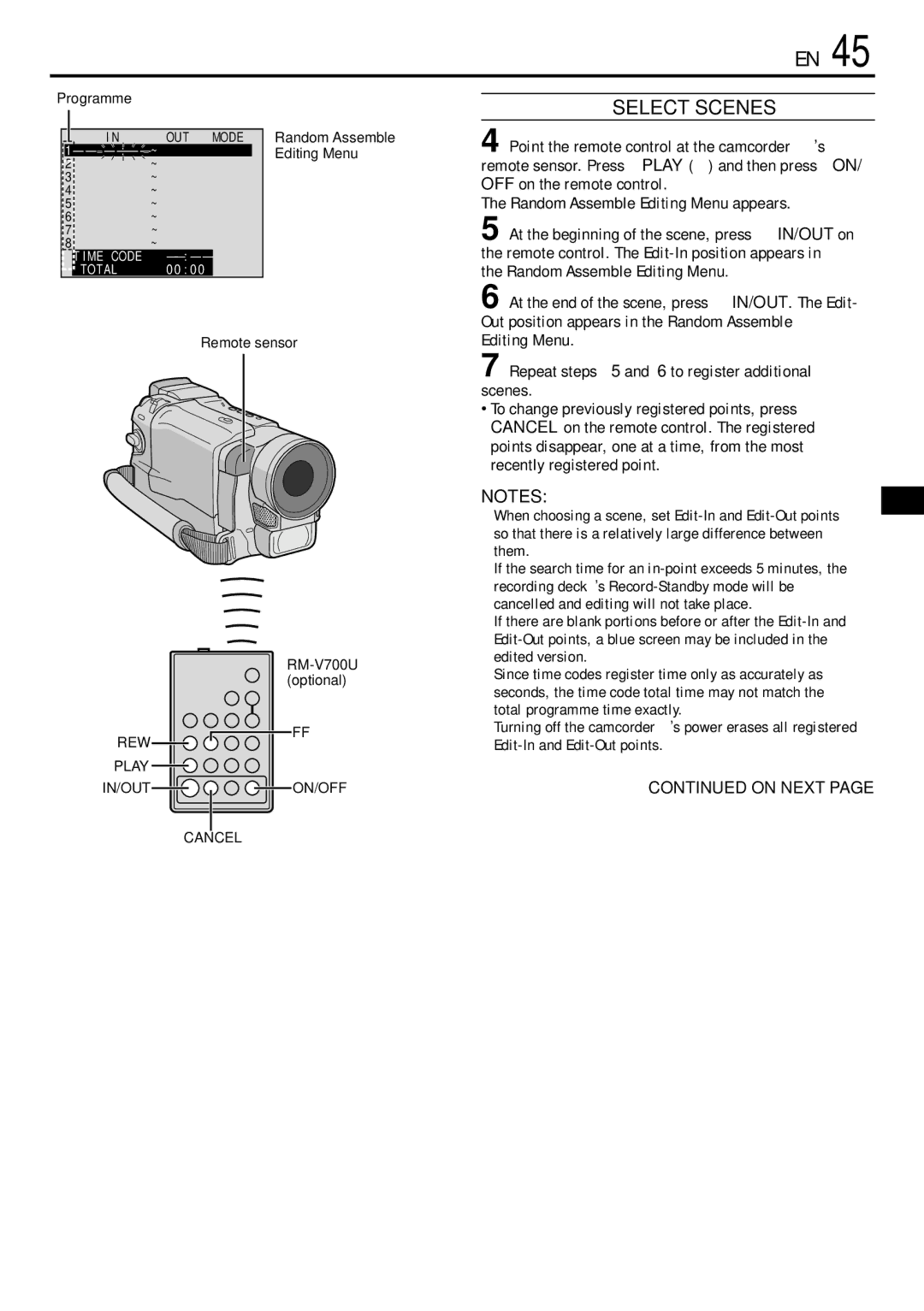 JVC GR-DVL155 specifications Select Scenes 